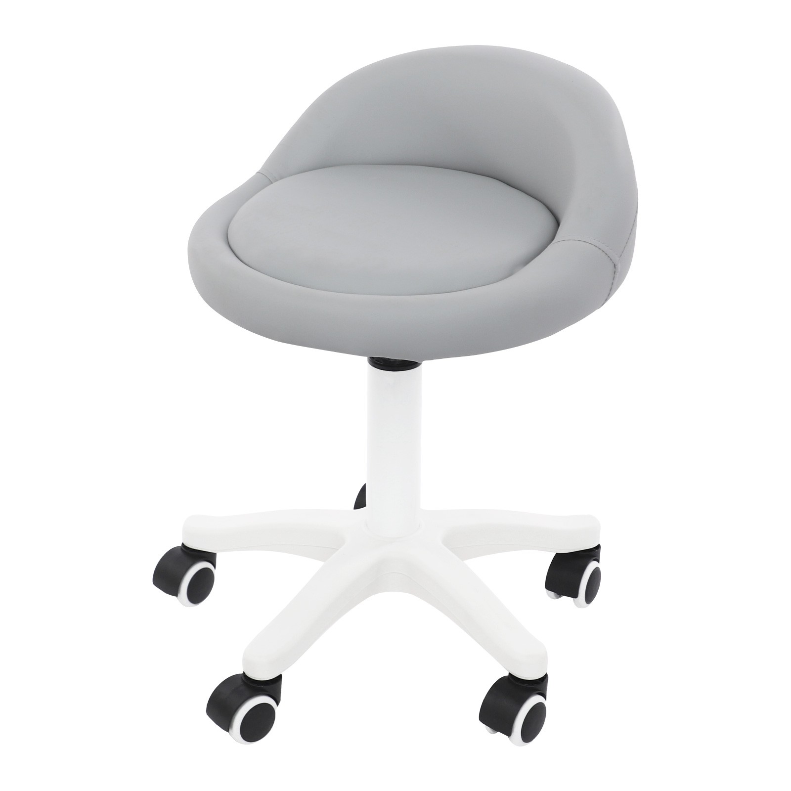 Adjustable Beauty Salon Chair Rolling Stool Rolling Stool with Low Backrest gray