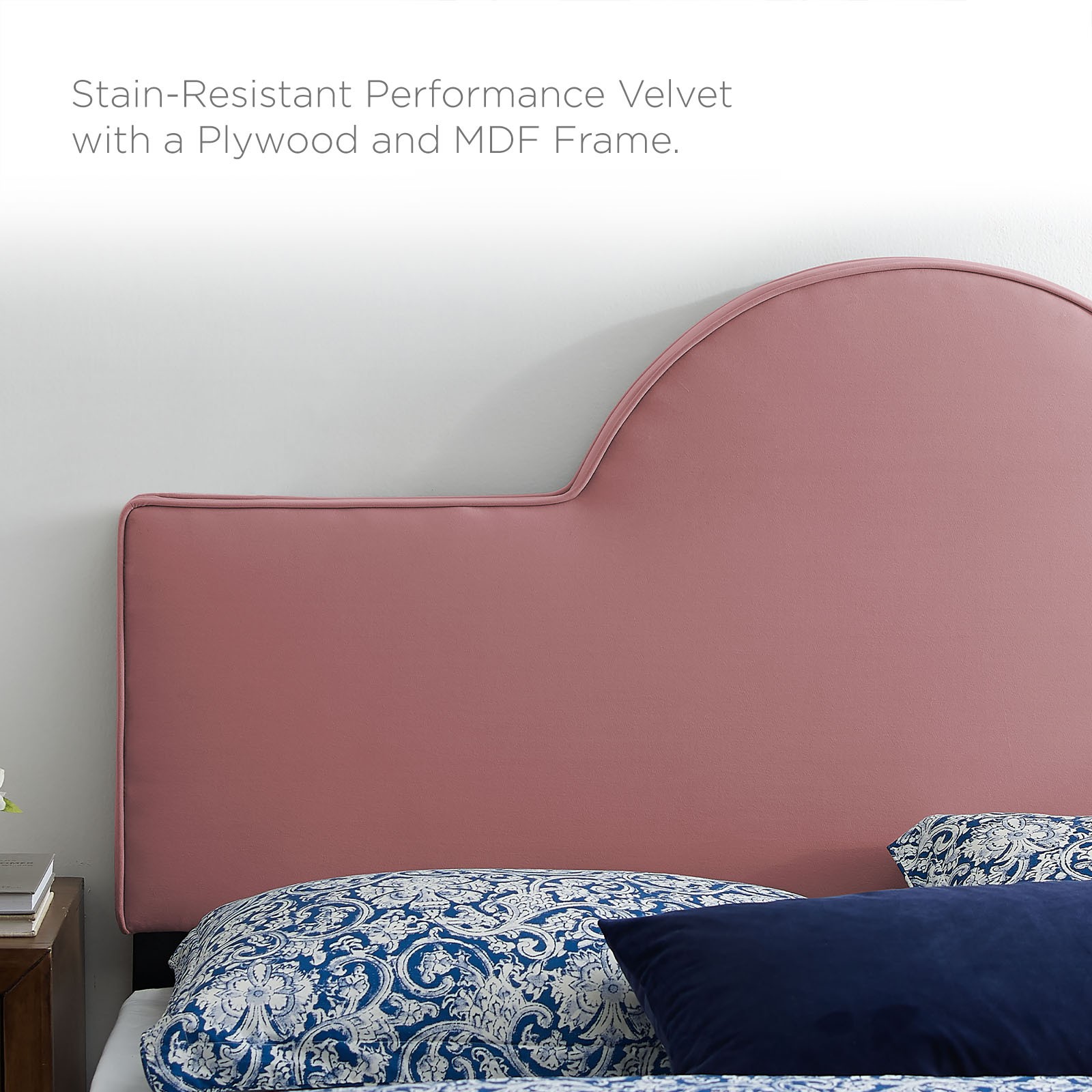 Modway Sunny Performance Velvet King Bed in Dusty Rose