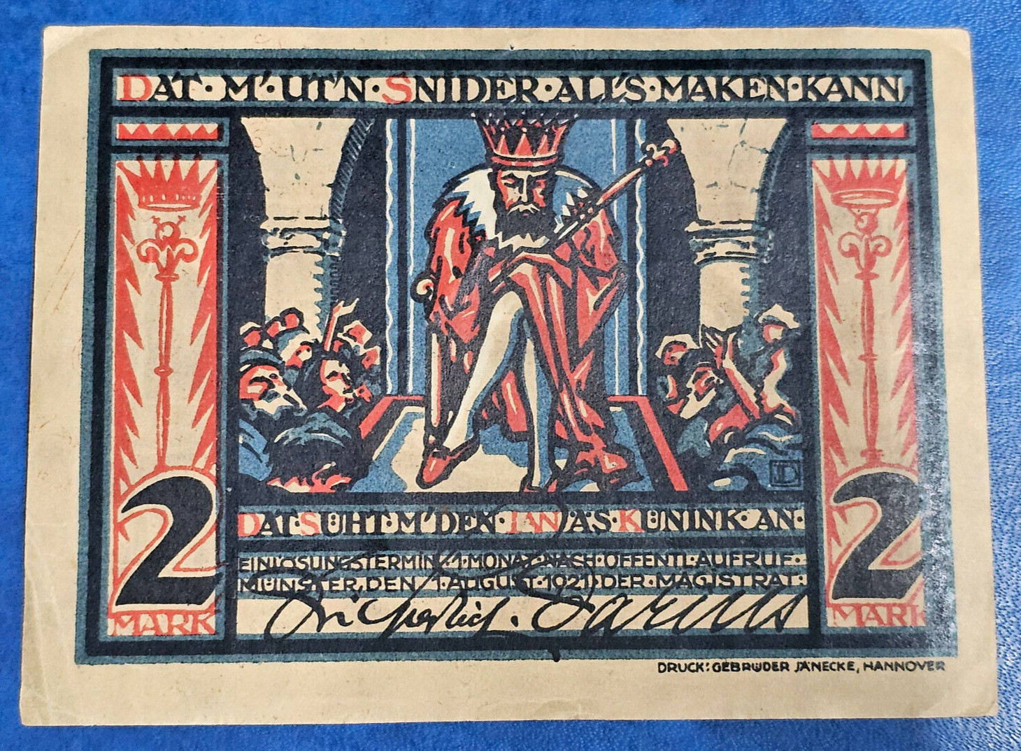 MÜNSTER NOTGELD 2 MARK 1921 EMERGENCY MONEY GERMANY BANKNOTE [🇩🇪34900]