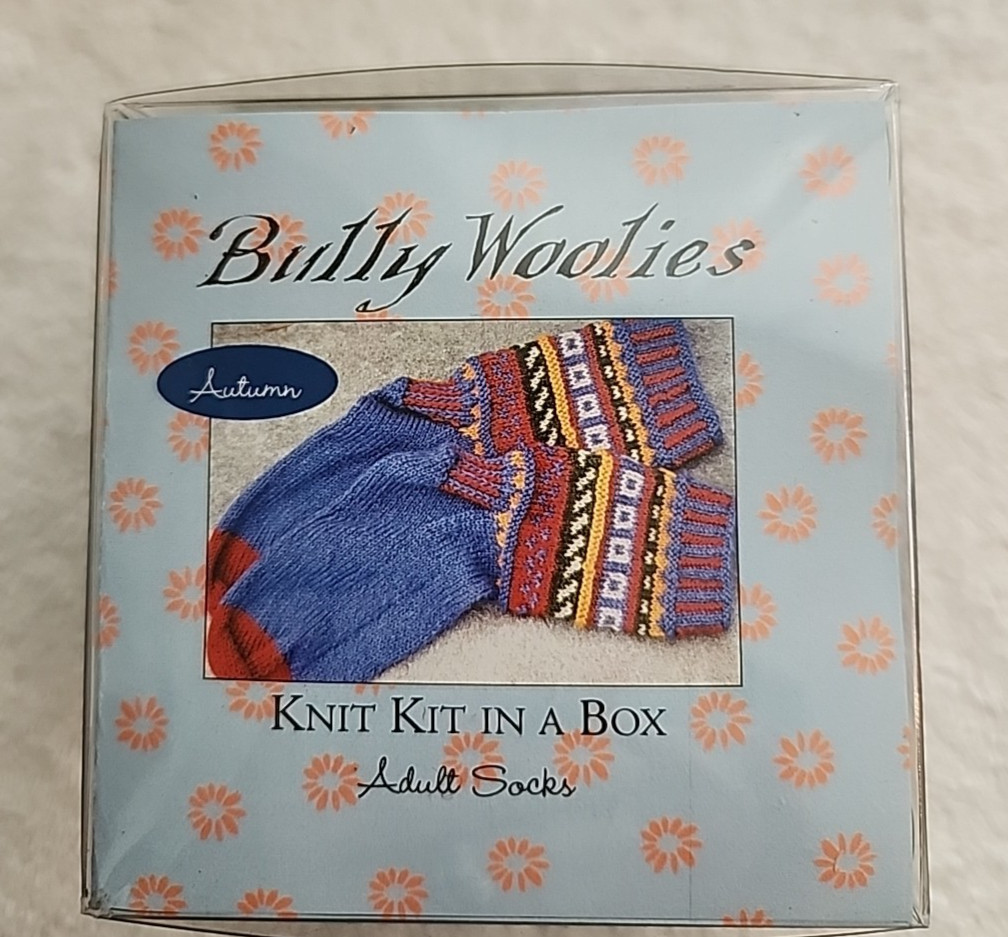 Bully Wollies Knit Kit In A Box - Adult Socks -(for Shoe sizes 5-11) NIB