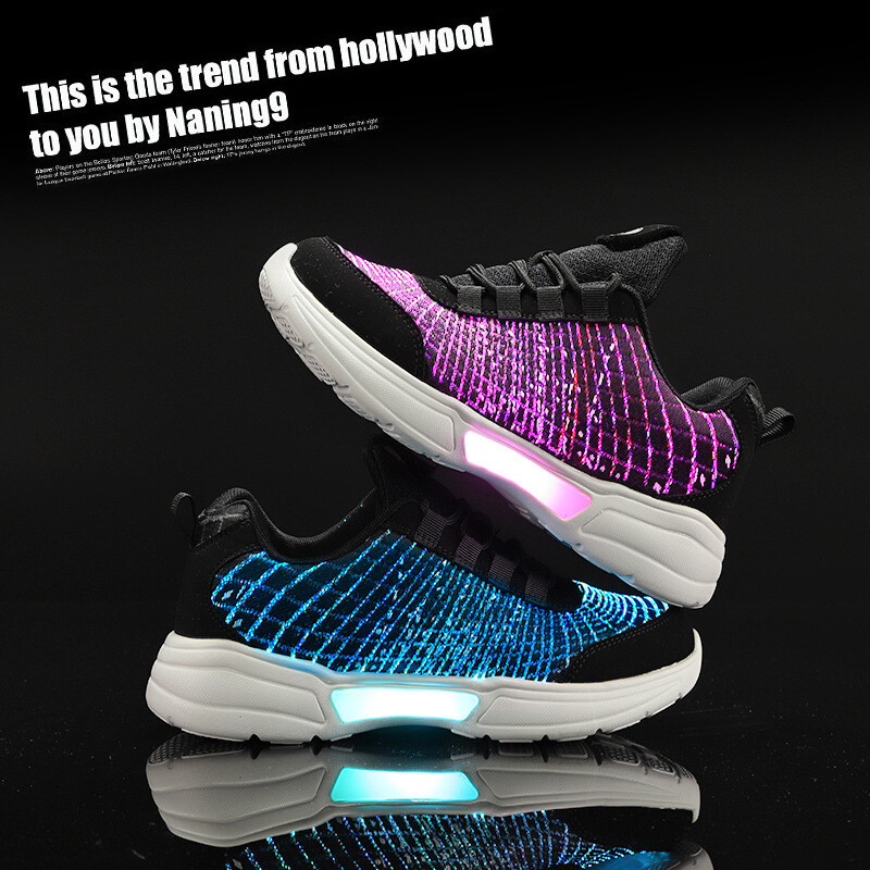 New LED Fiber Optic Luminous USB Charging Light Shoes for men women, youth & kid