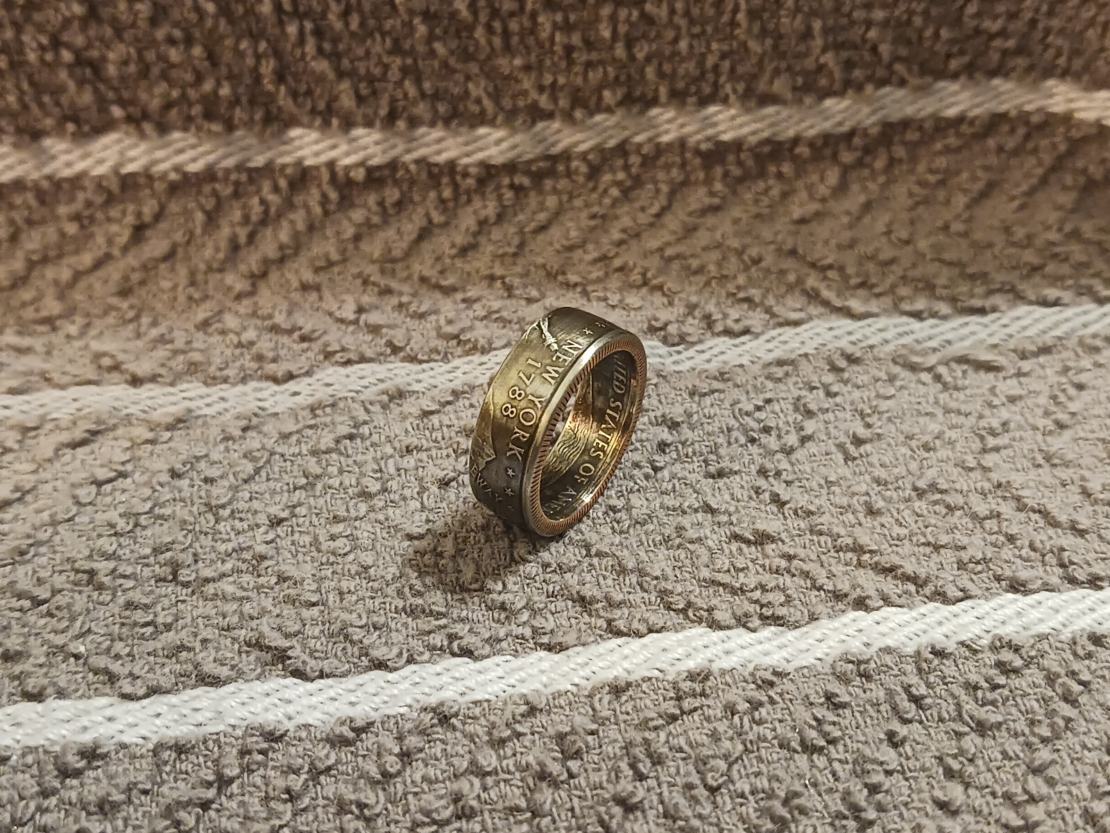 New York Handcrafted Washington Quarters coin ring, size 6   2001