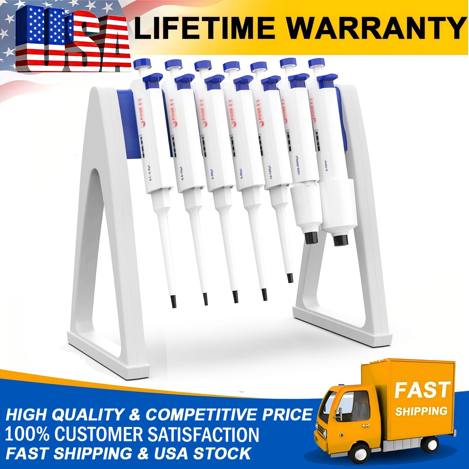 New Lab Pipette Stand Hold Up to 7-8 Pipettes Plastic Linear Pipettor Holder US