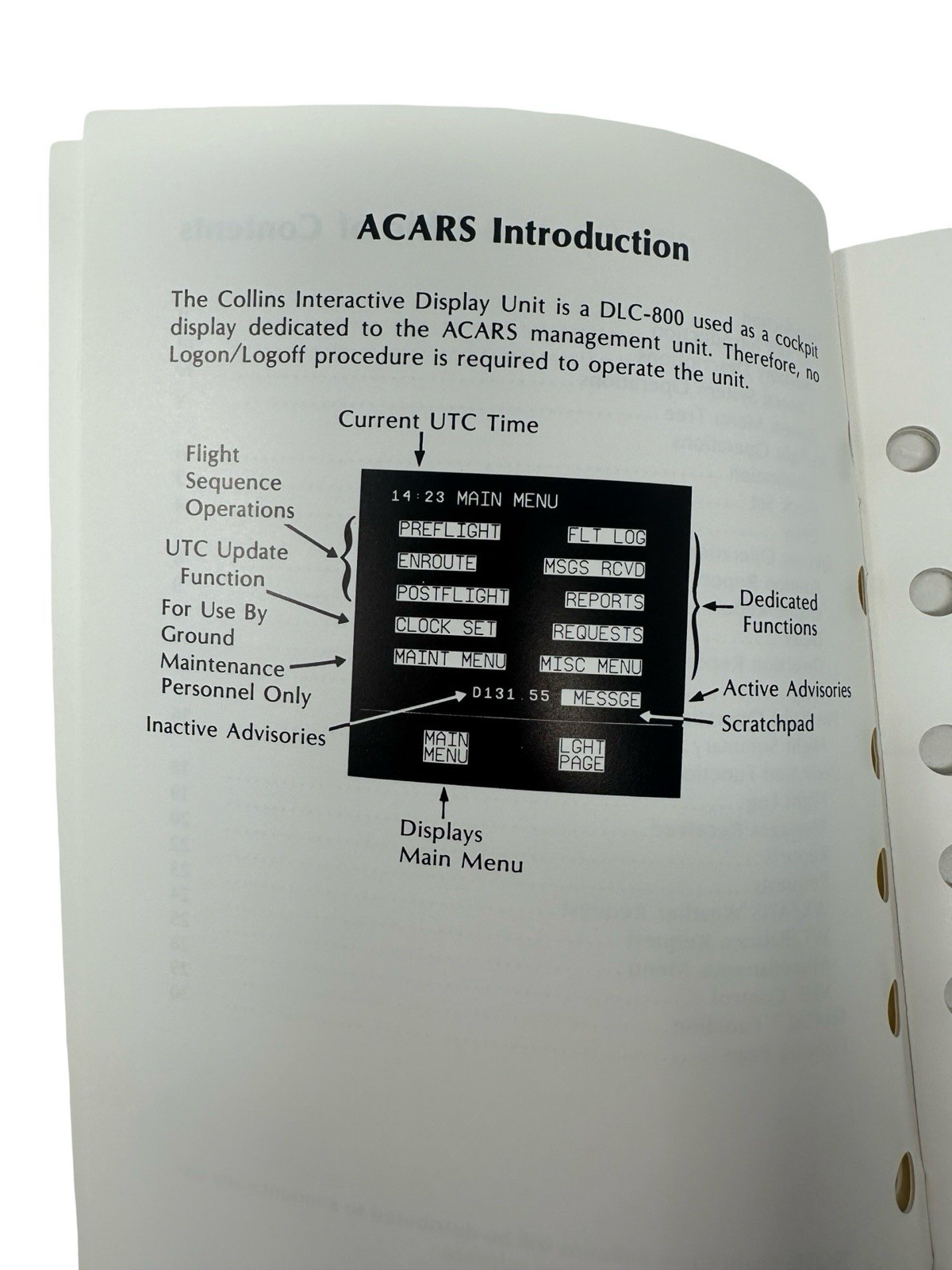 Rockwell Collins ACARS IDU Operator Guide 1992 Aircraft Avionics Manual