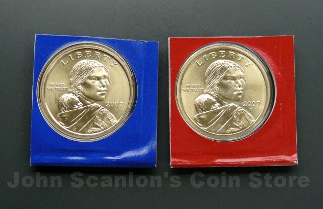 2007 P&D Sacagawea Dollars 2-Coin Set (In Mint Plastic/Cello) BU Satin Finish