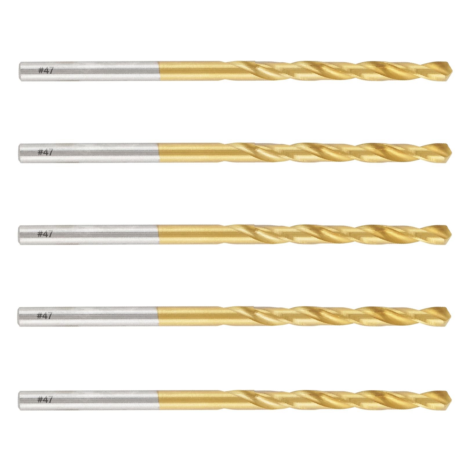 #47 Drill Bit, M2 High Speed Steel Titanium Coated No. 47 Drill Bits Set for ...