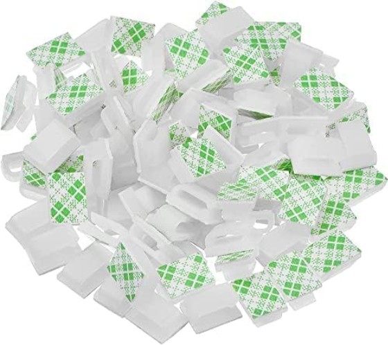 Small 100 Pcs Self-Adhesive Cable Clips - Effortless Wire Management Solution