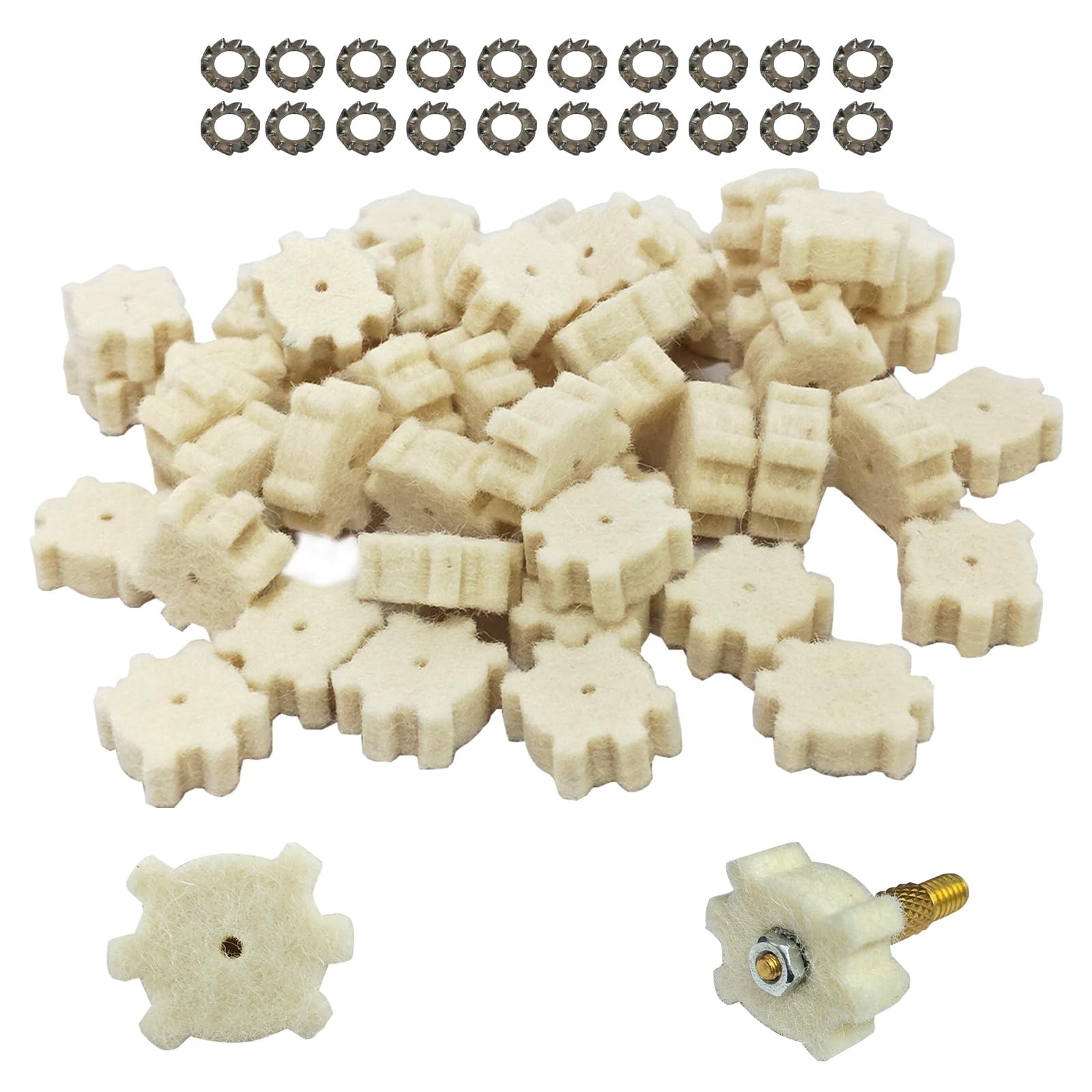 Tipfun .223/5.56 .300BLk Wool Star Chamber Cleaning Pads with Rod Fitting...