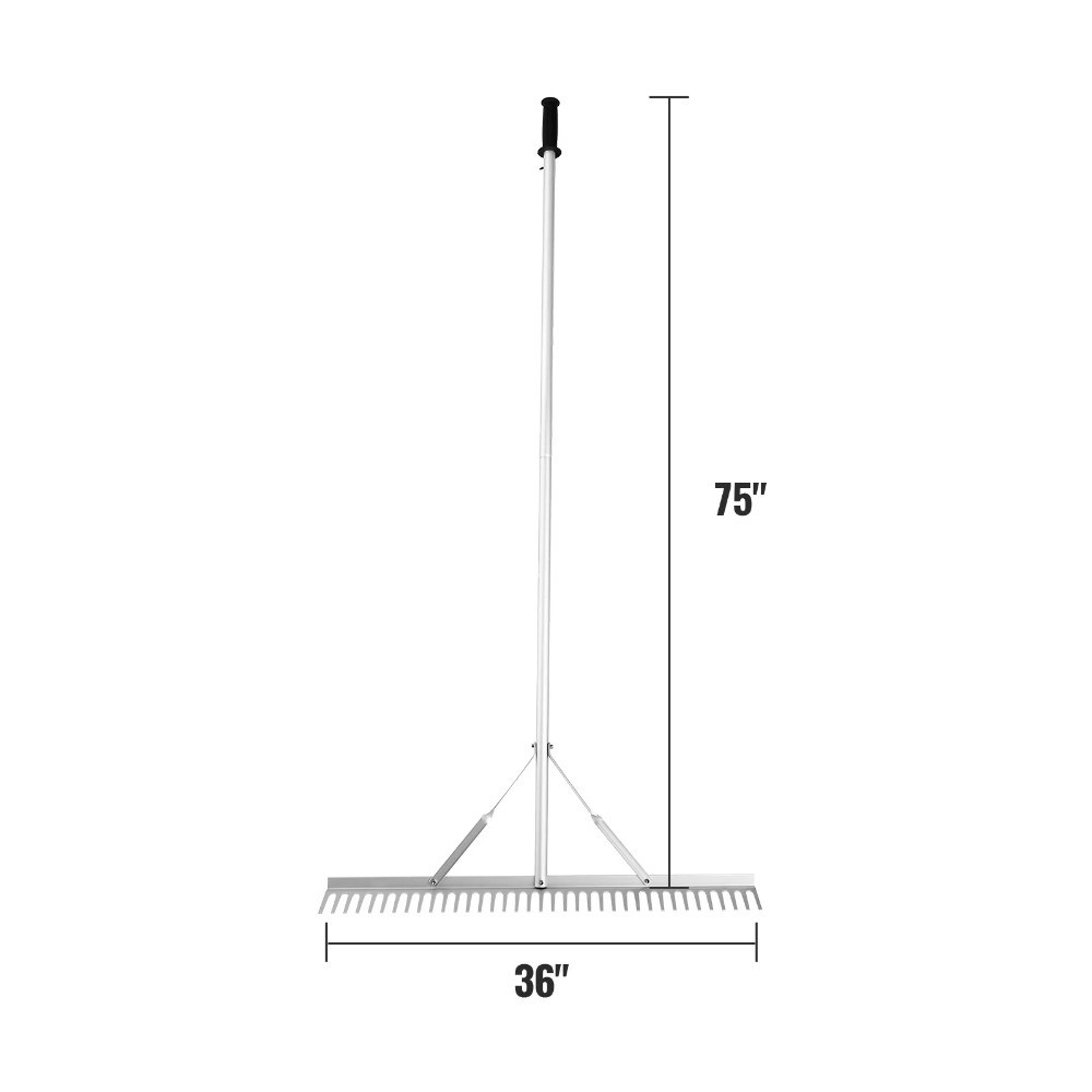 Landscaping Rake 36" Head Aluminum Landscaping Rake 75" Adjustable Handle