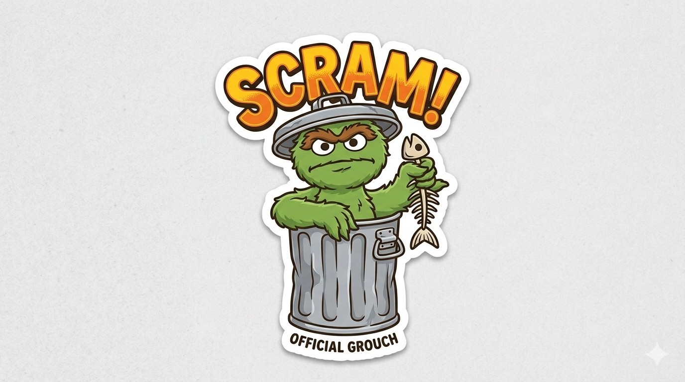 Oscar The Grouch Sticker Decal Phone Laptop