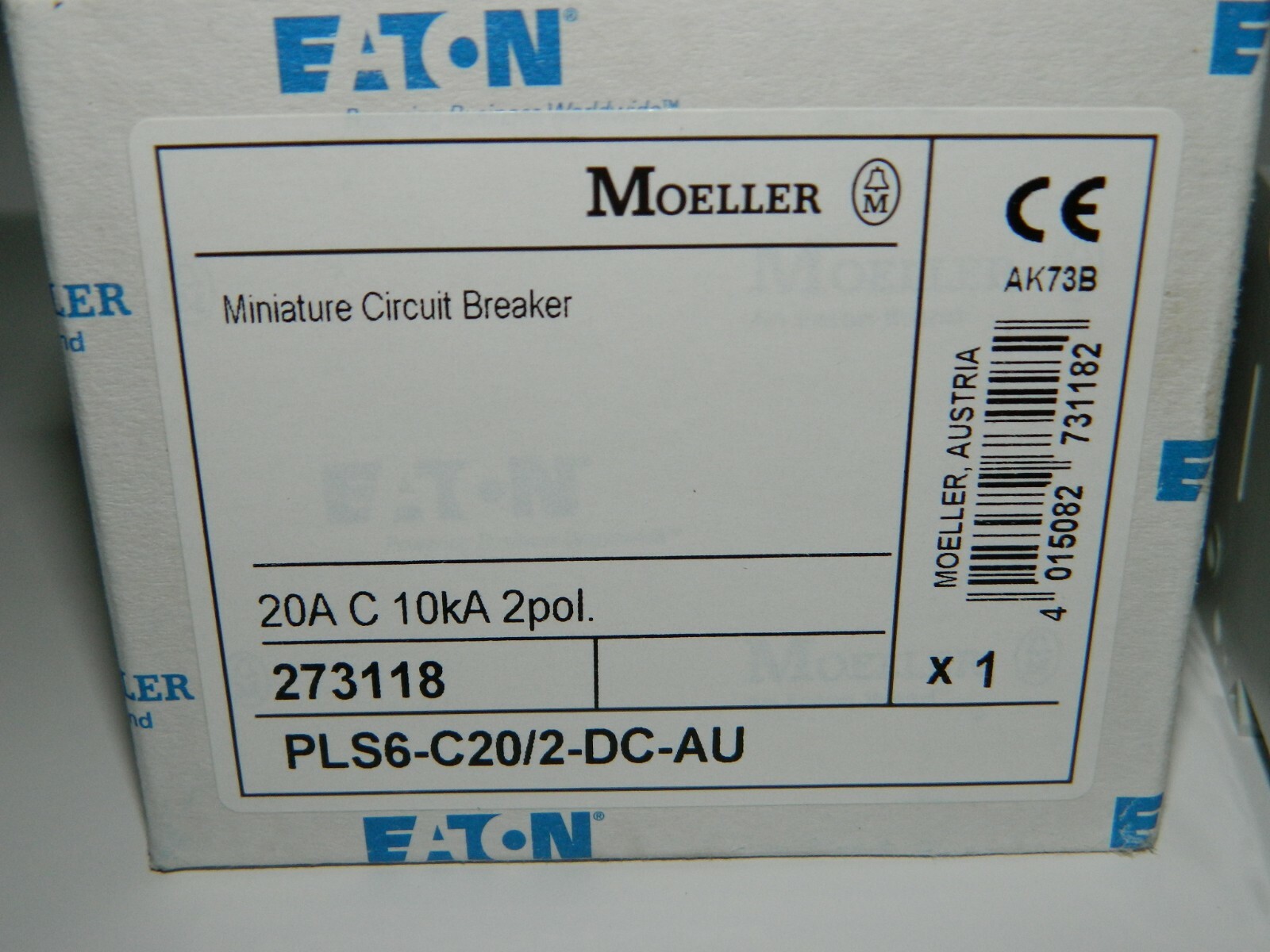NEW Eaton Moeller DC 10kA 2P 2 Pole Breaker Solar Isolator PLS6-C20/2-DC-AU