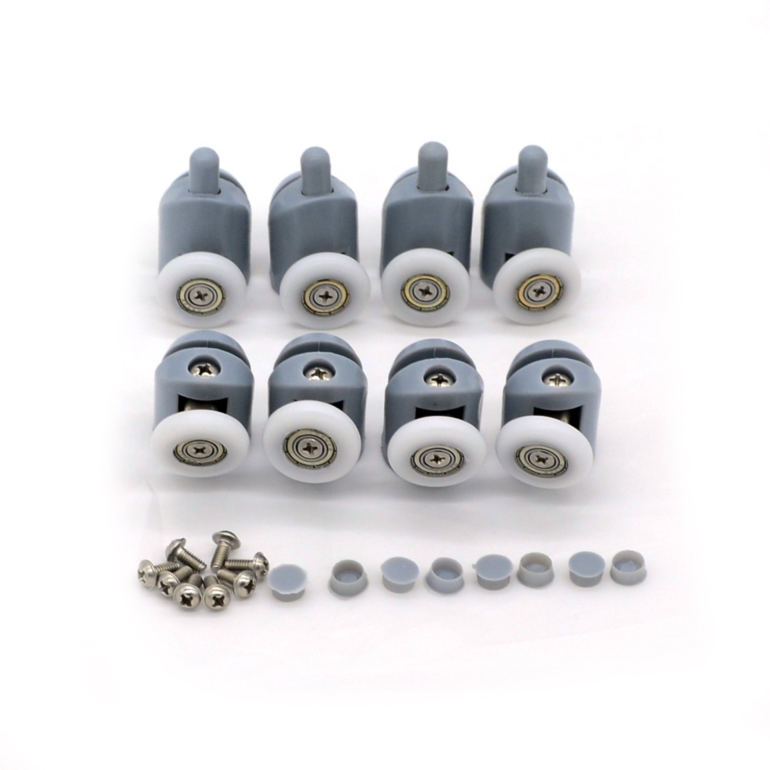 Shower Door Rollers, Set of 8 Single 23mm, Gray