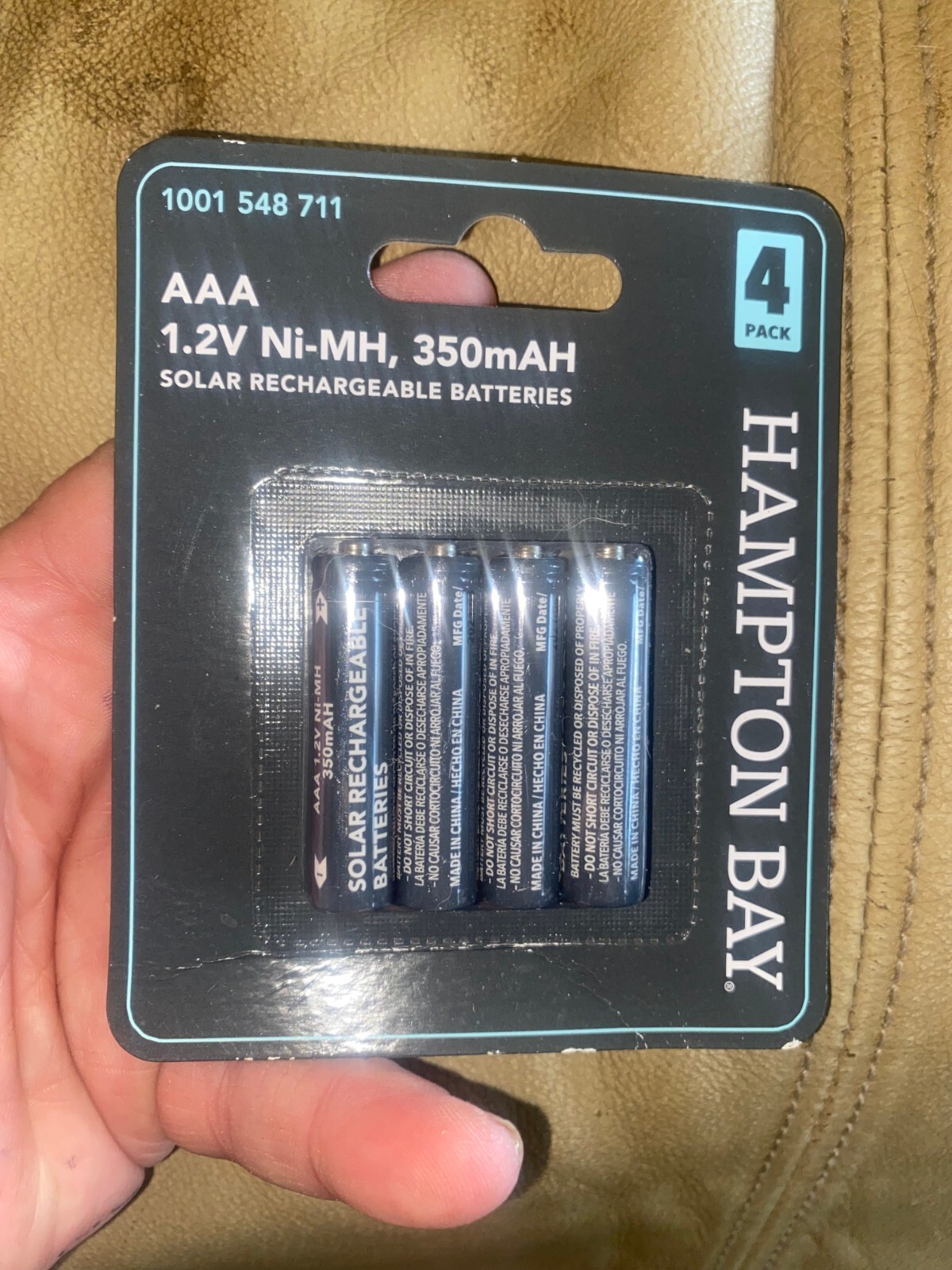 4 Pack of Hampton Bay 1001 548, 711 AAA 1.2V Ni-MH 350mAH, Solar Rechargeable