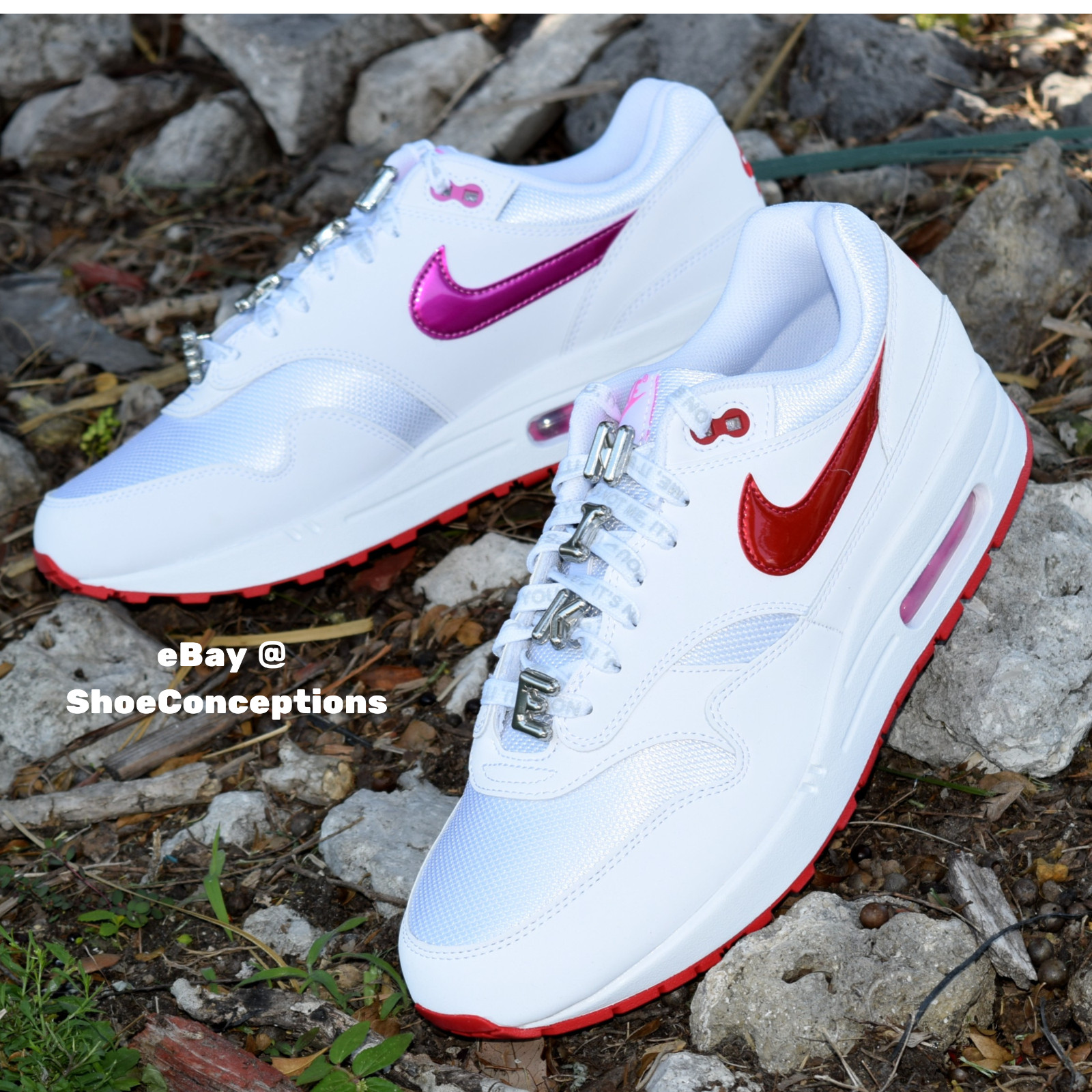 Nike Air Max 1 PRM Shoes Valentine’s Day White Red HV2303-100 Men's Sizes NEW