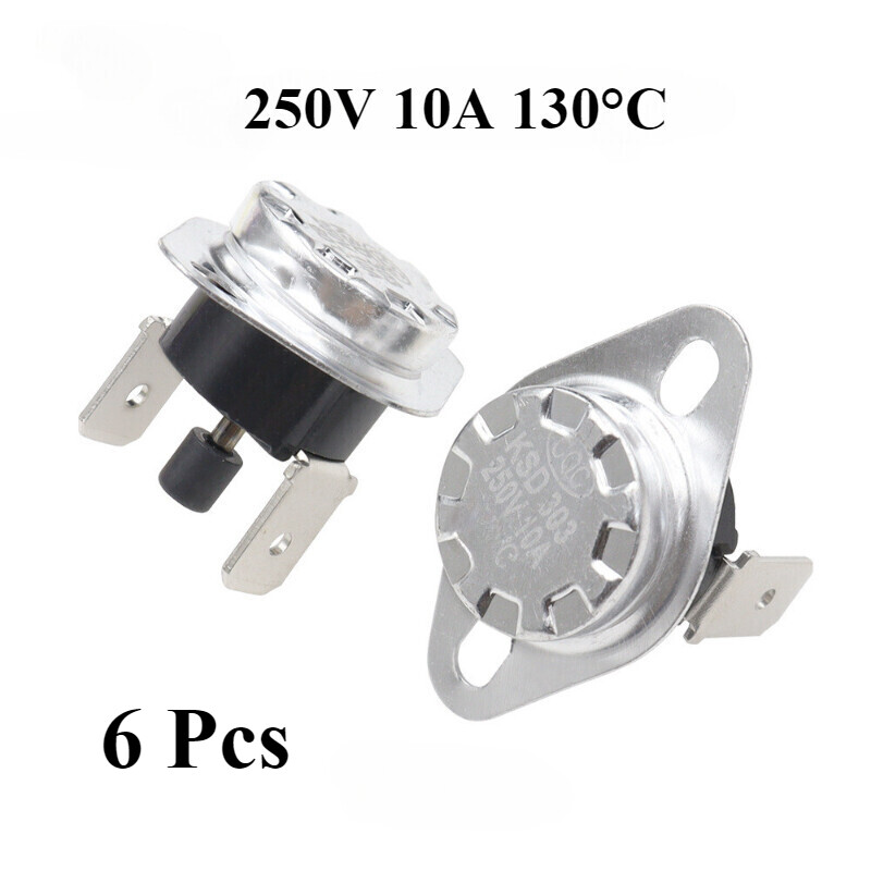 250V 10A NC 130°C Manual Reset Temperature Switch Thermostat KSD301-6 Pcs