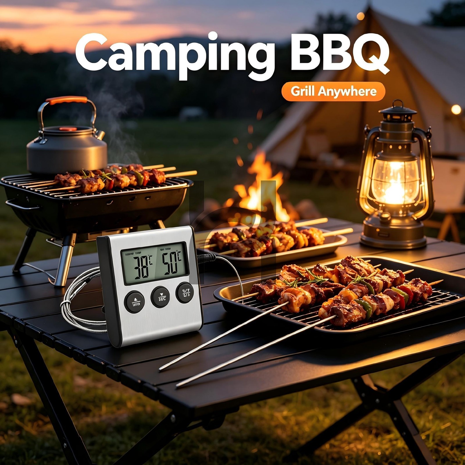 Digital Cooking Meat Thermometer With Timer Probe For Kitchen BBQ Roasting