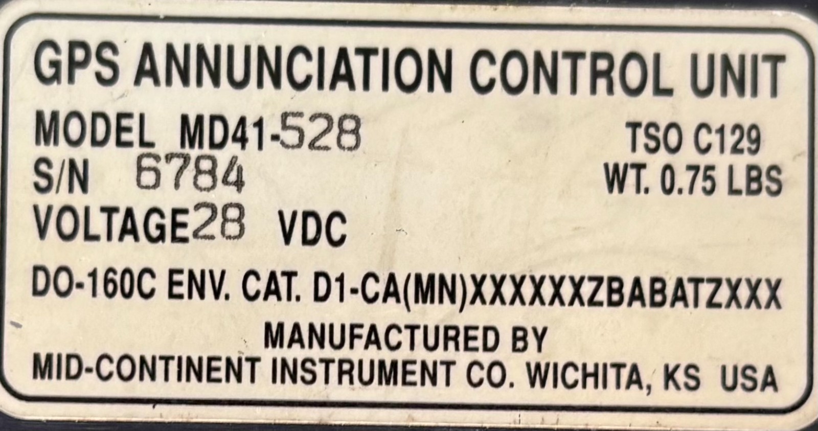 GPS Annunciator Control Unit MD41-528 Removed Working