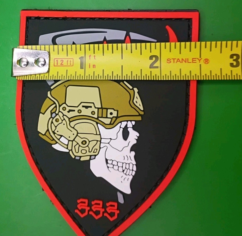 Tactical PVC Morale Patch Set Skull Helmet Scythe 333 Knife Operator Hook & Loop