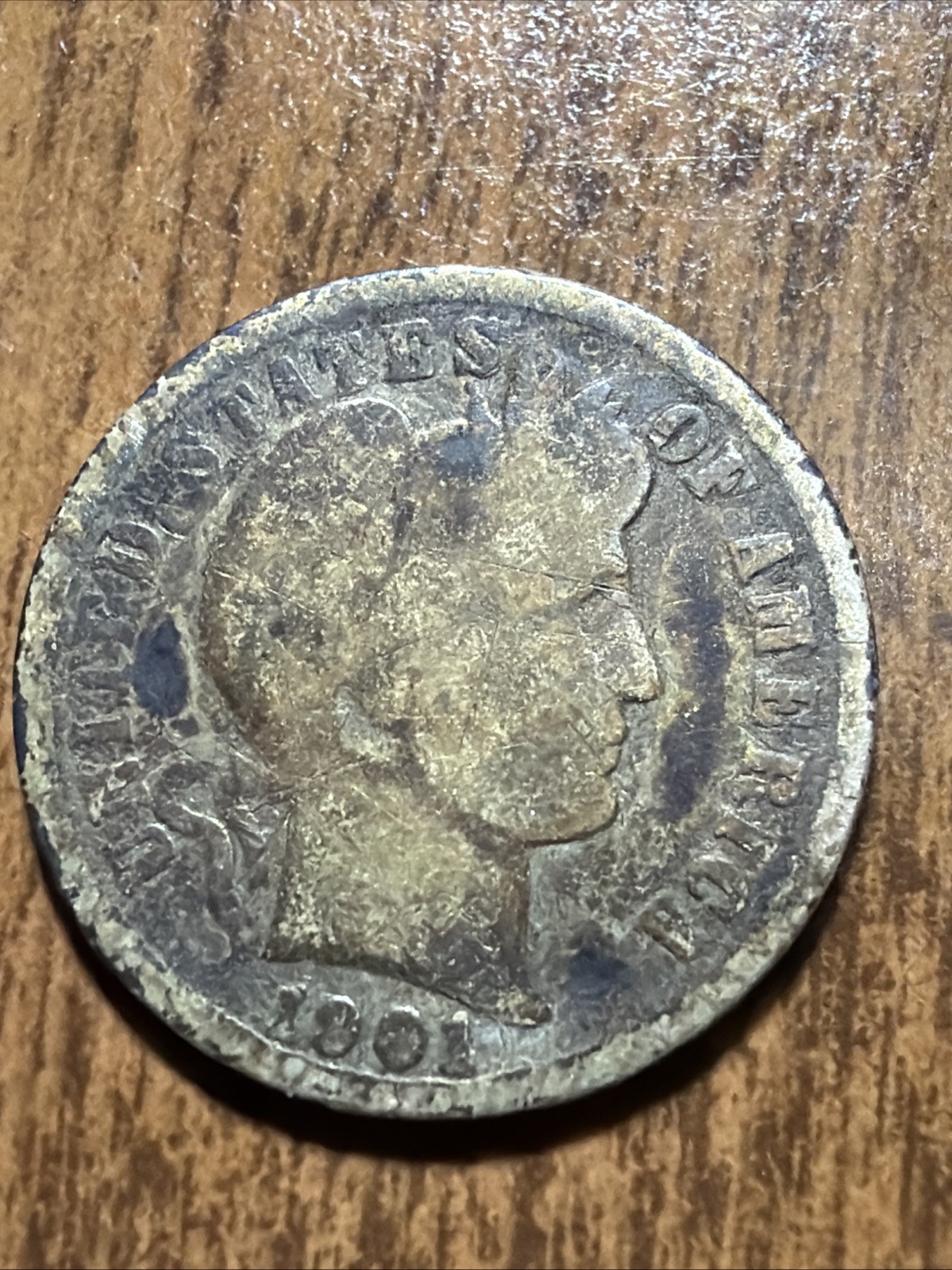 1901 Barber Liberty Head Dime 90% silver Actual coin Good Coin