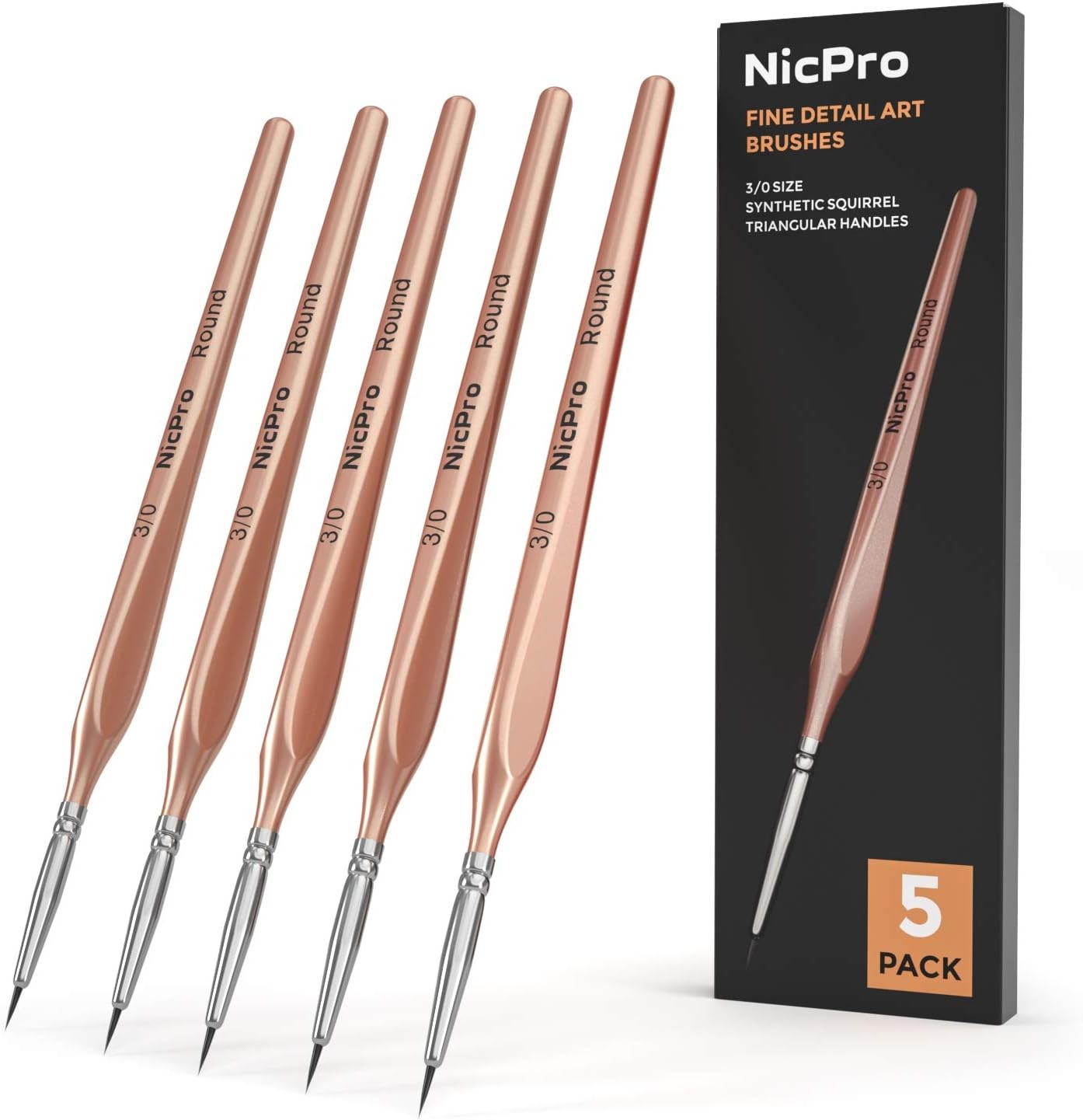 Nicpro Detail Paint Brushes 5 PCS Aesthetic Extra Fine Tip 000 Professional