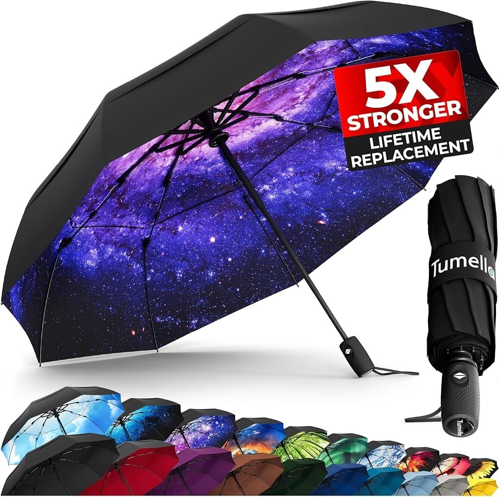 Windproof Travel Umbrella Compact Auto Open Folding Rain Umbrella Portable