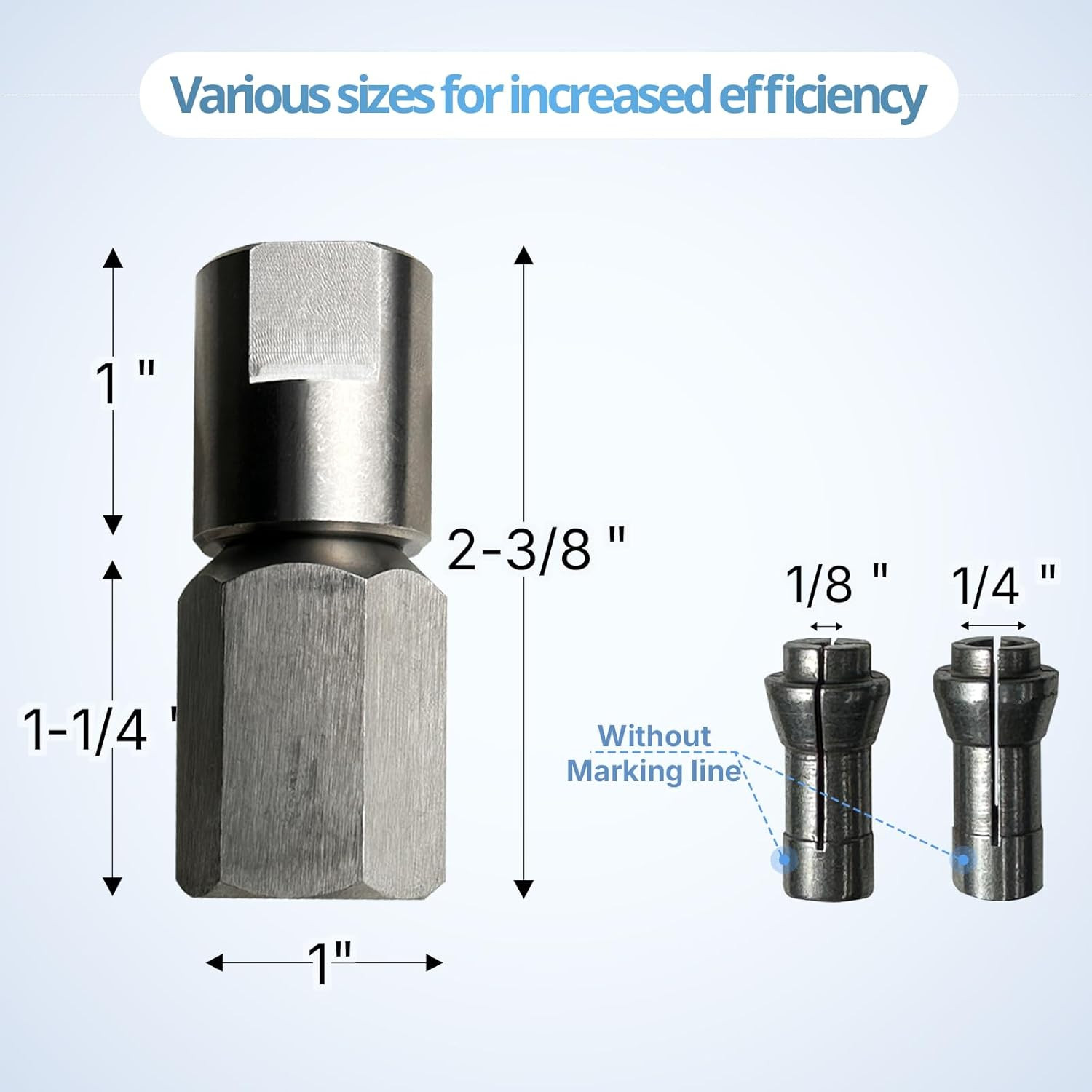 Stainless Steel Angle Grinder Adapter with 2 Collets 1/4" & 1/8"