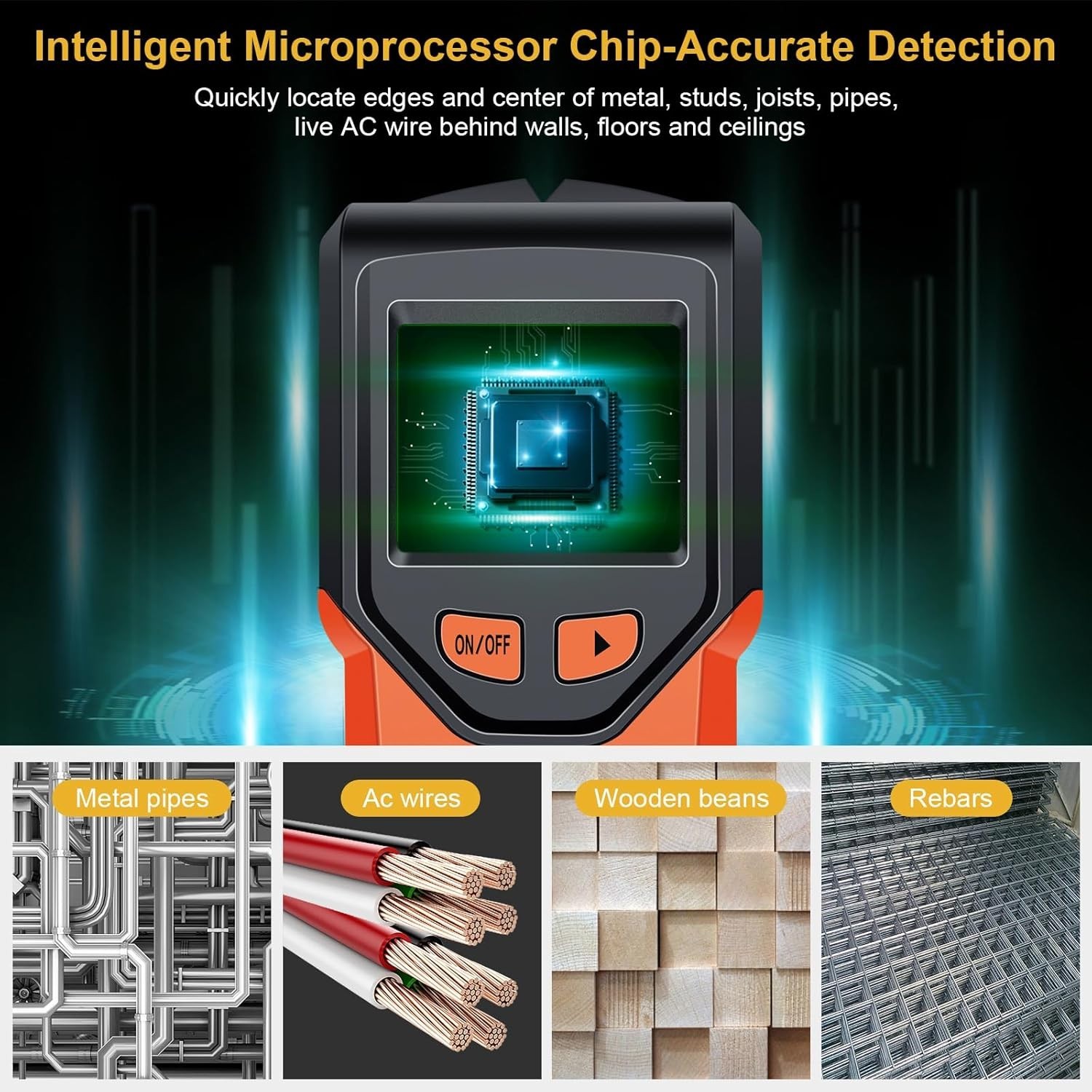 Stud Finder Wall Scanner - 5 in 1 Stud Finder Tool w/Microprocessor Chip and ...