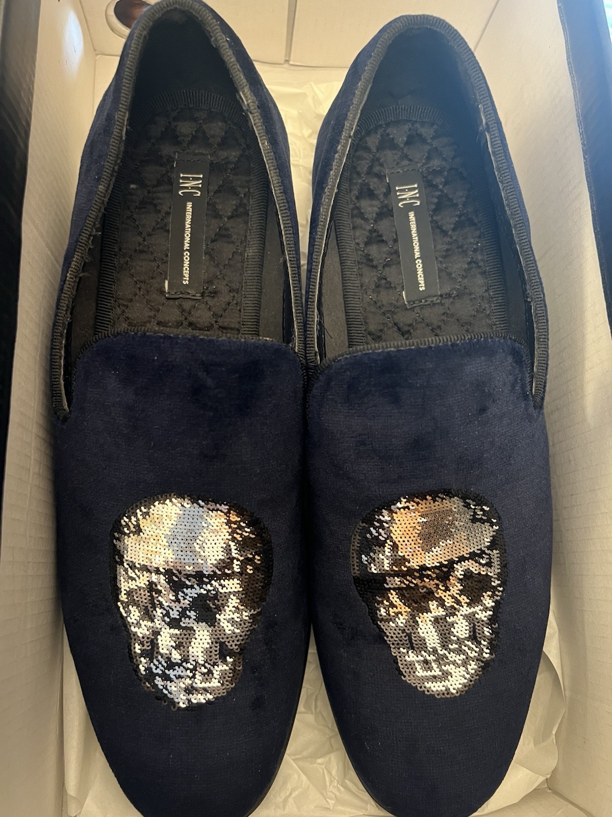 INC International Concepts Nova Navy Men’s Smoking Slippers 7.5”  M  Velvet