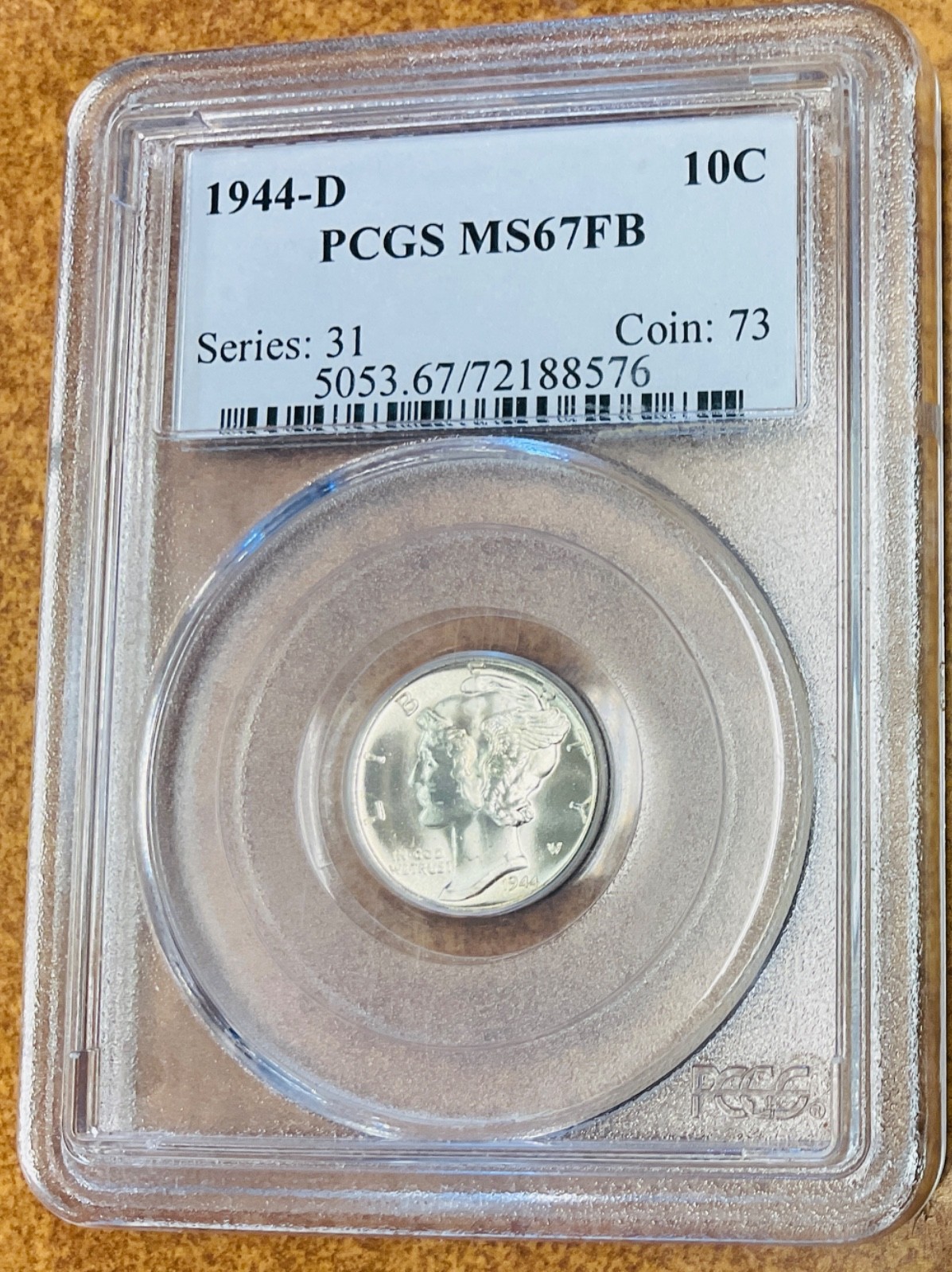1944-D Mercury Dime - Full Bands PCGS MS67FB. High grade.