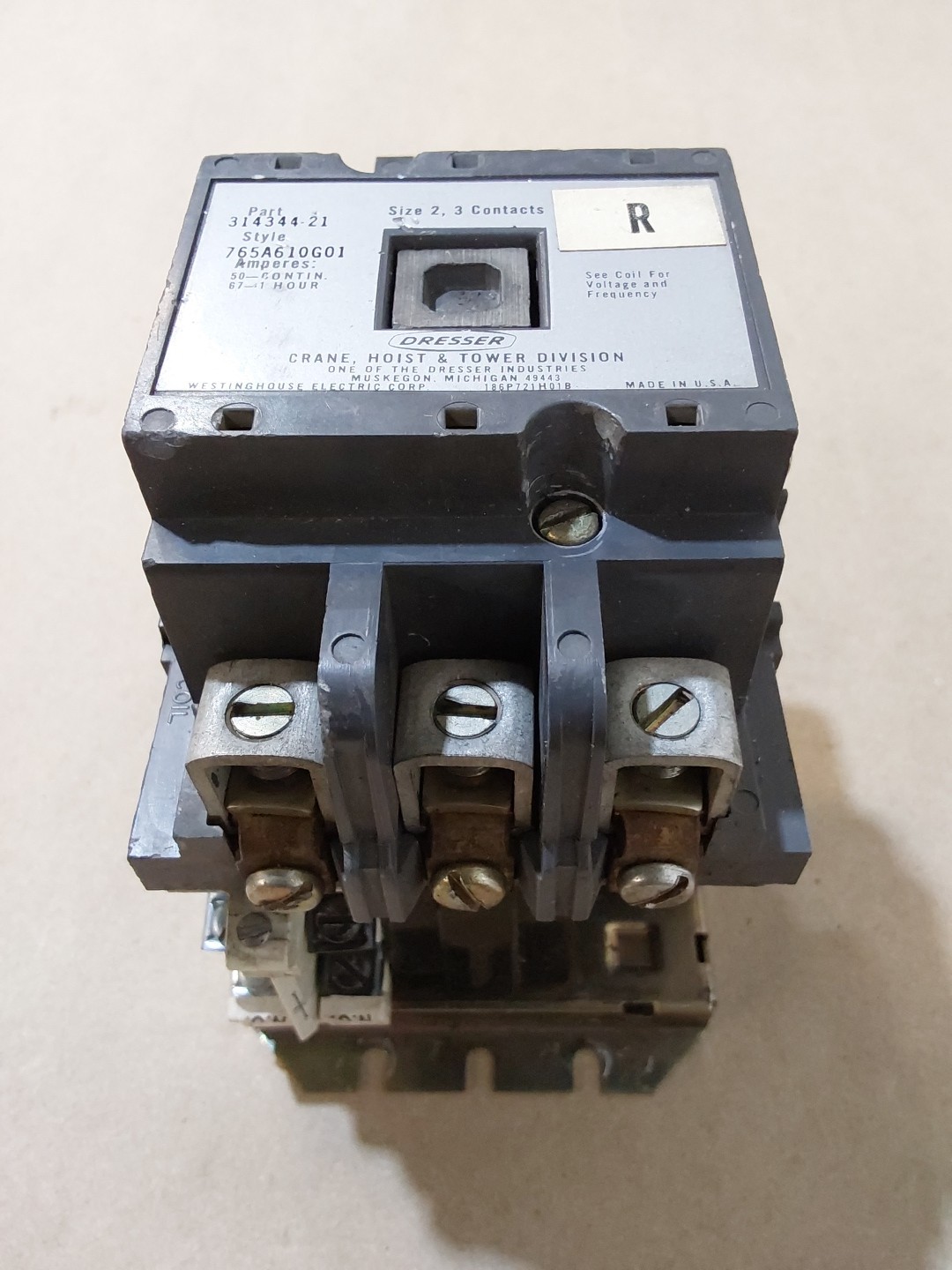 WESTINGHOUSE DRESSER 314344-21   765A610G01 Size 2,  3 Contacts CONNECTOR