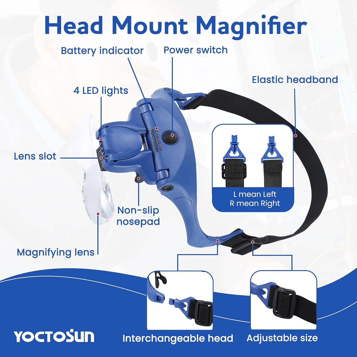 Magnifying Glasses with Light for Close Work Head Magnifier with 4 ...