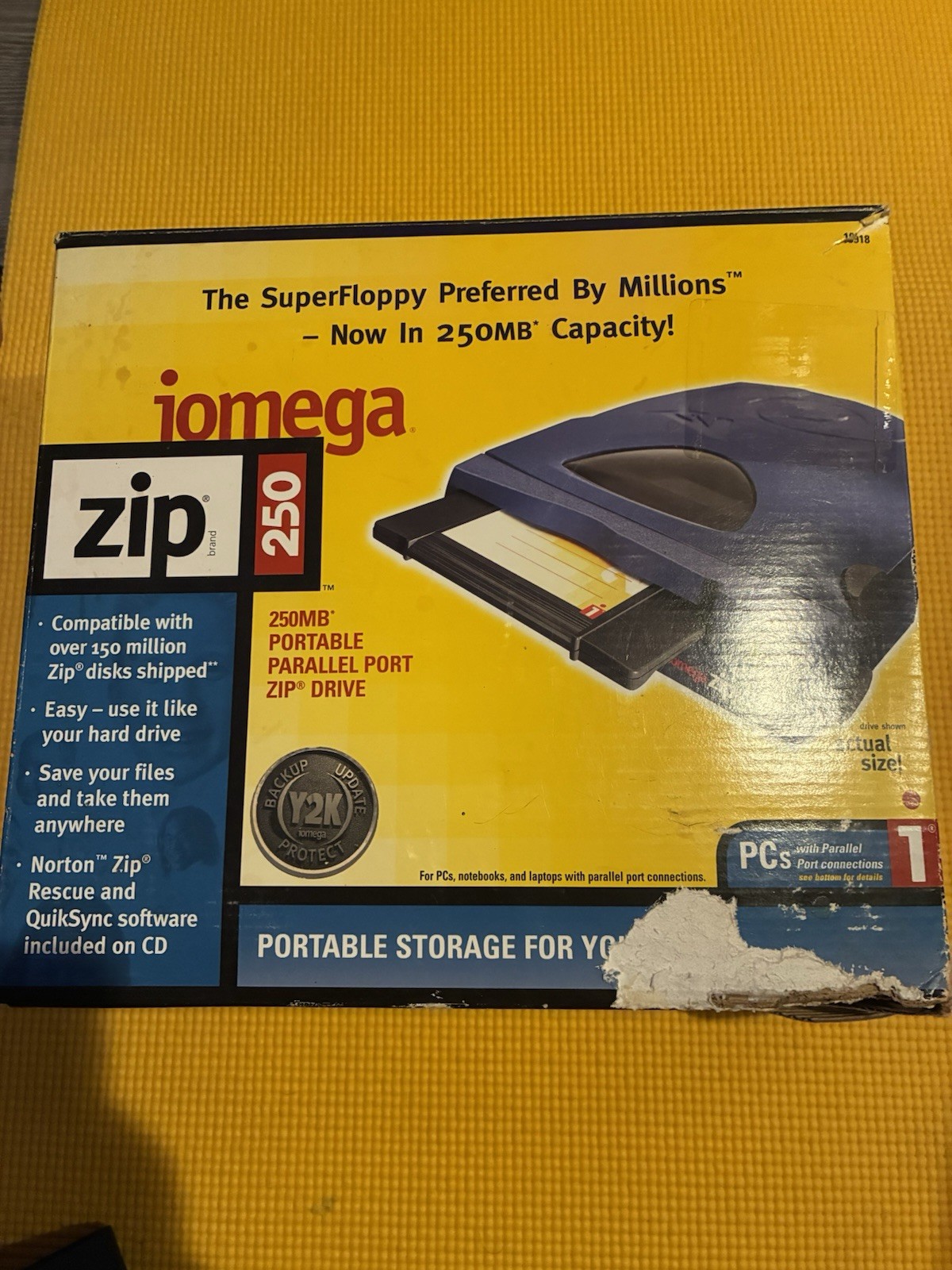 Iomega ZIP 250 Z250P External Drive + OEM Parallel Port Cable Power Adapter