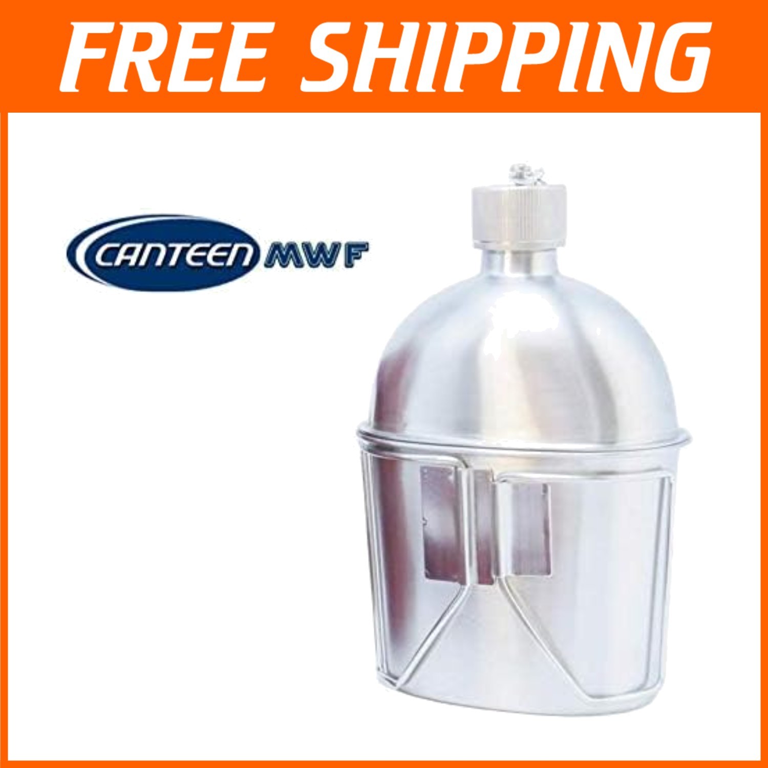 Leak-Proof 32 oz Stainless Steel Canteen with Kidney Cup - Perfect for Camping=