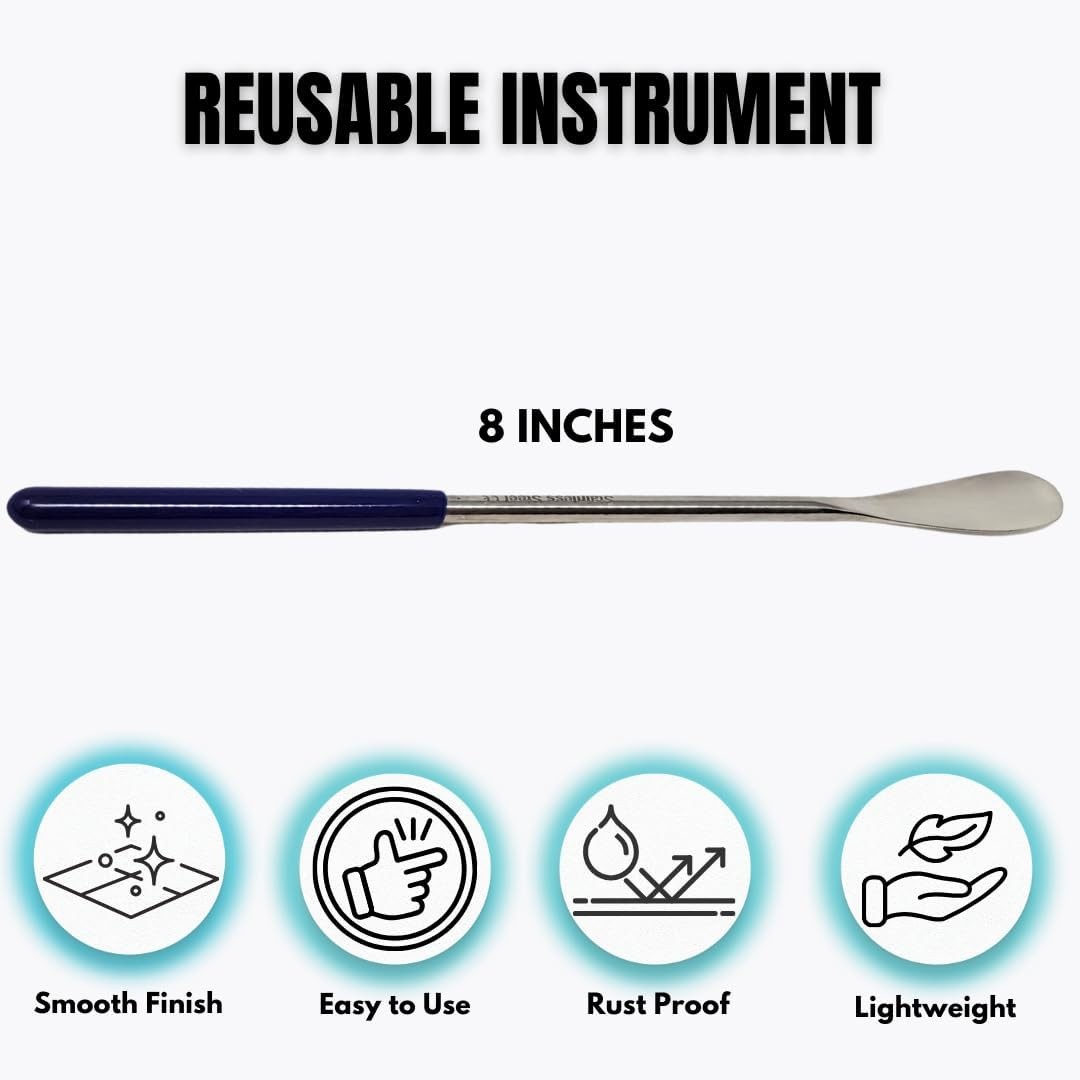 Multipurpose Micro Lab Flat Spoon 8-inch Stainless Steel Spatula Sampler