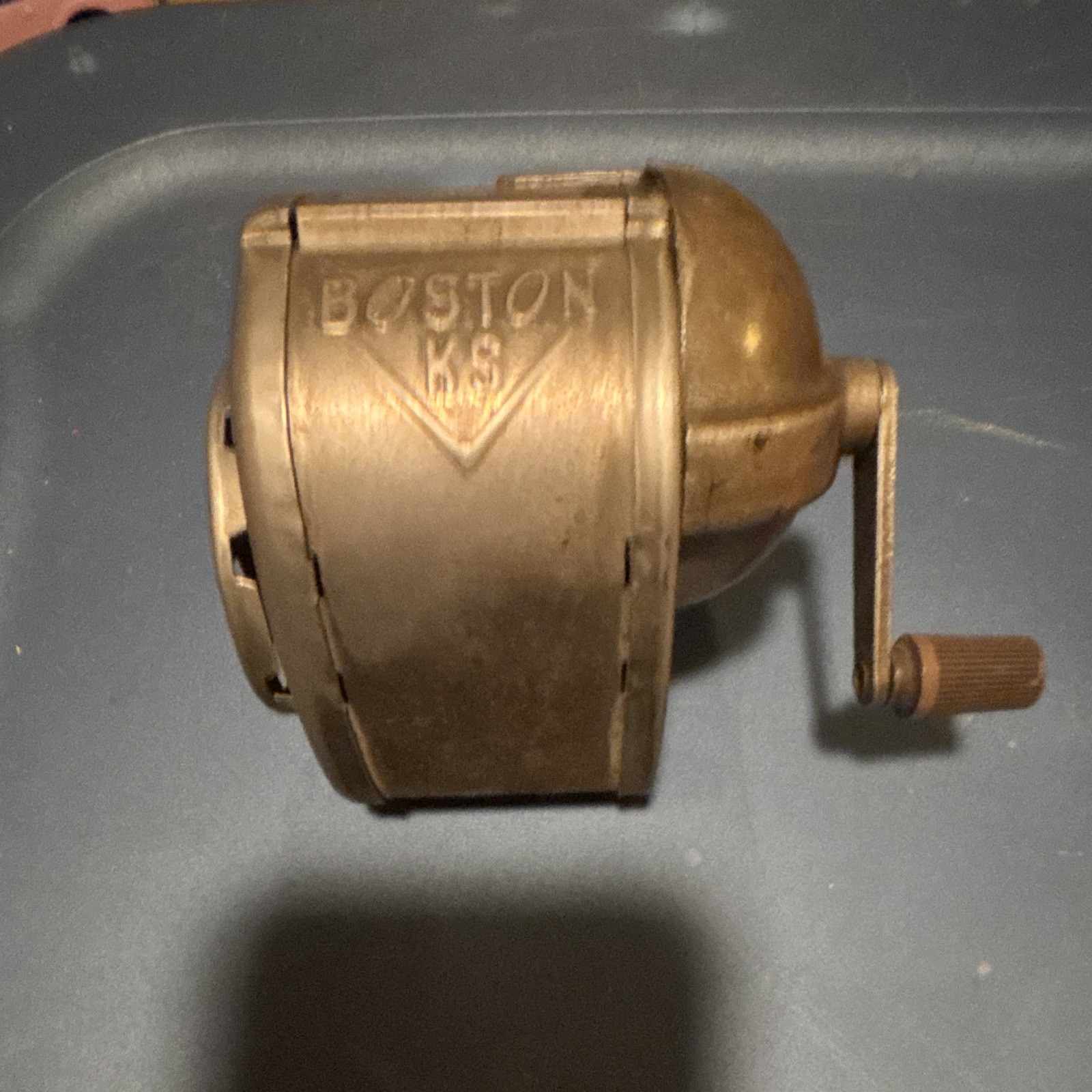 Boston KS Vintage Steel Hand-Crank Pencil Sharpener