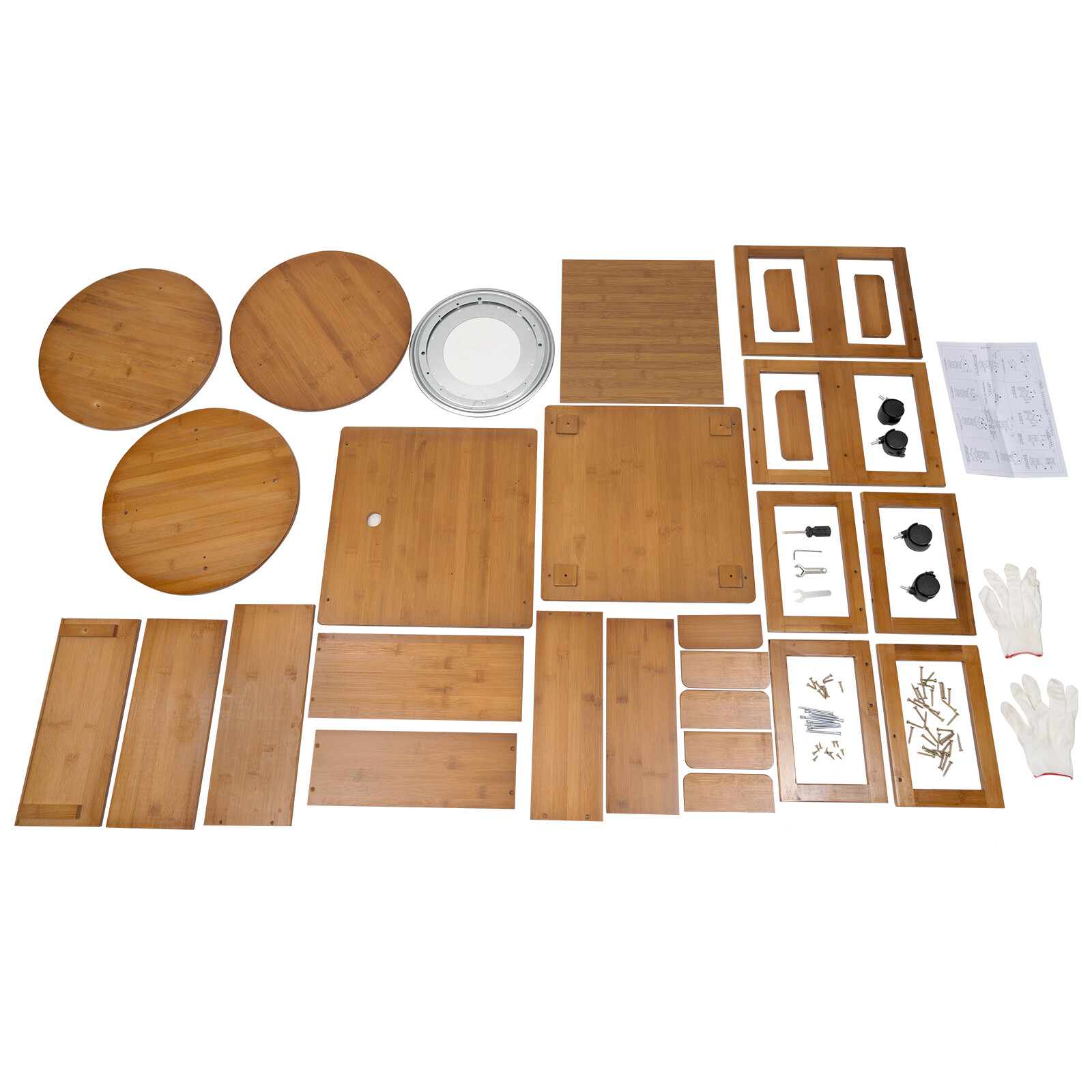 Multi Storage Table, Side Table with Rolling Wheels, Removable Swivel Bookcase