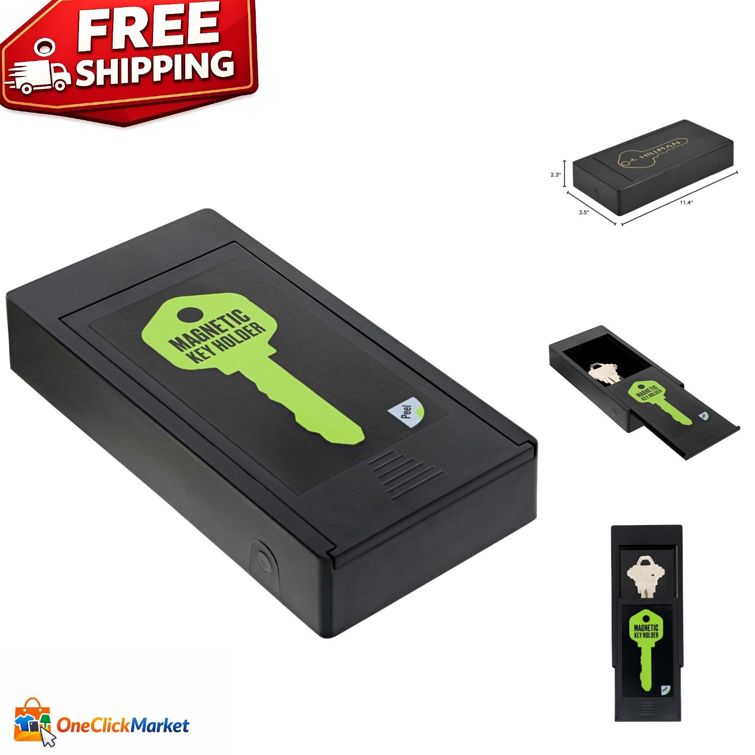 Large Weather-Resistant Magnetic Key Case for Secure Spare Key Storage