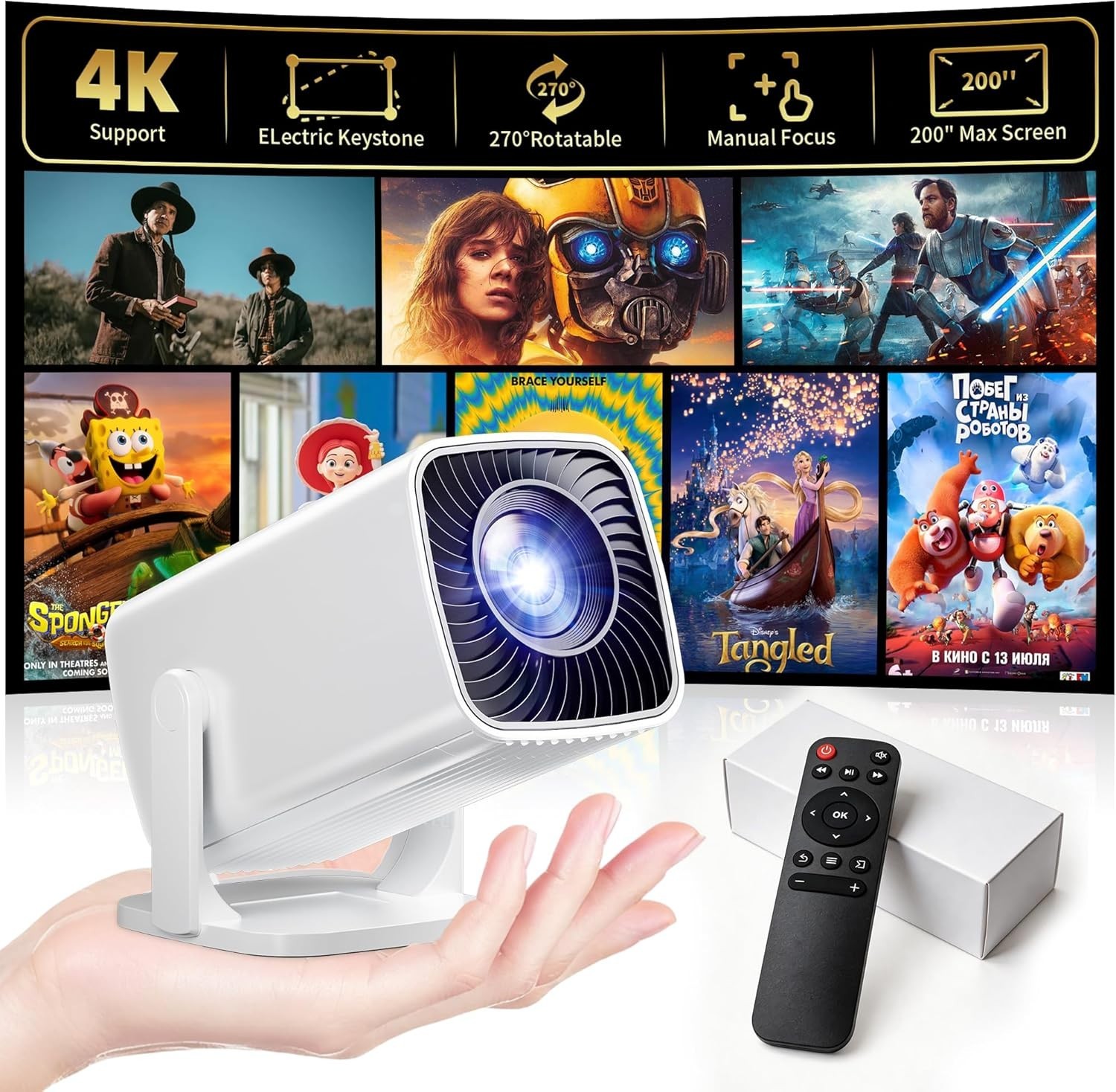Lightweight Mini Projector with Built-in Speaker & Electric Keystone Correction