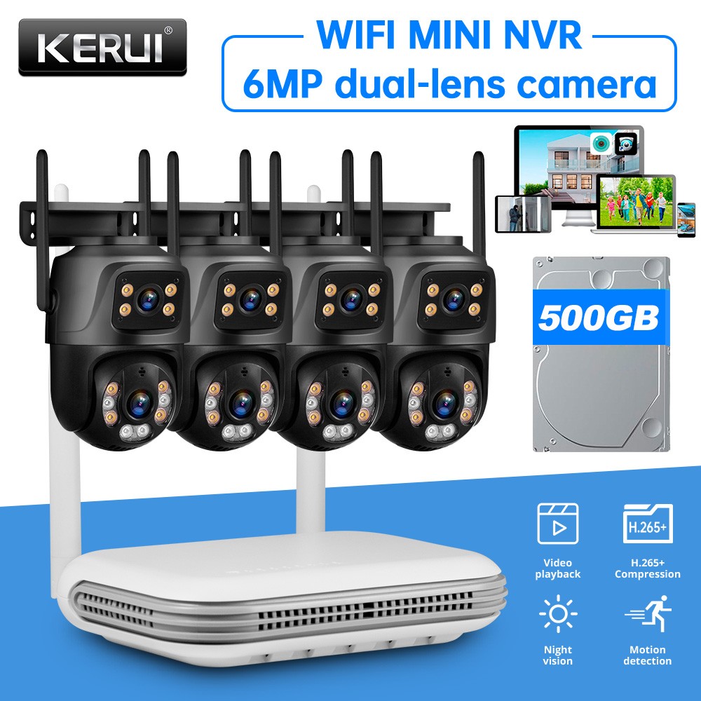 8 Channel NVR Security Camera System Surveillance NVR Recorder 6MP Camera 500G