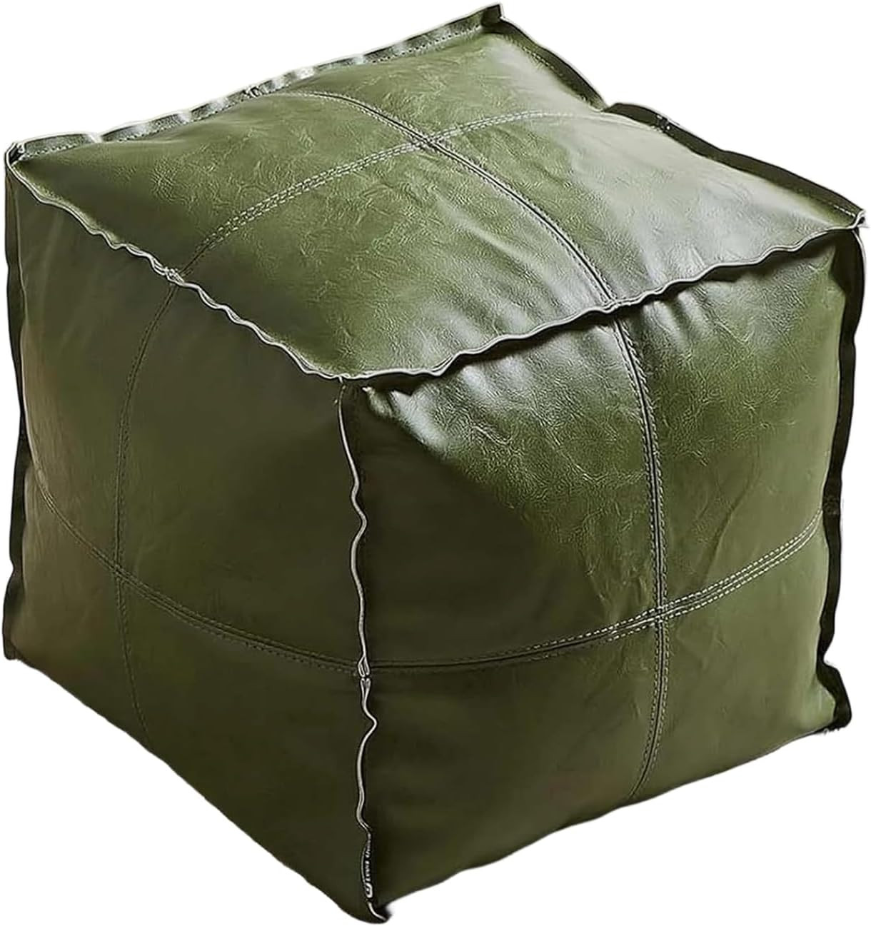 17.7X17.7Inch Unstuffed Pouf Ottoman Cover Moroccan Poofy Ottomans Footrest Squa