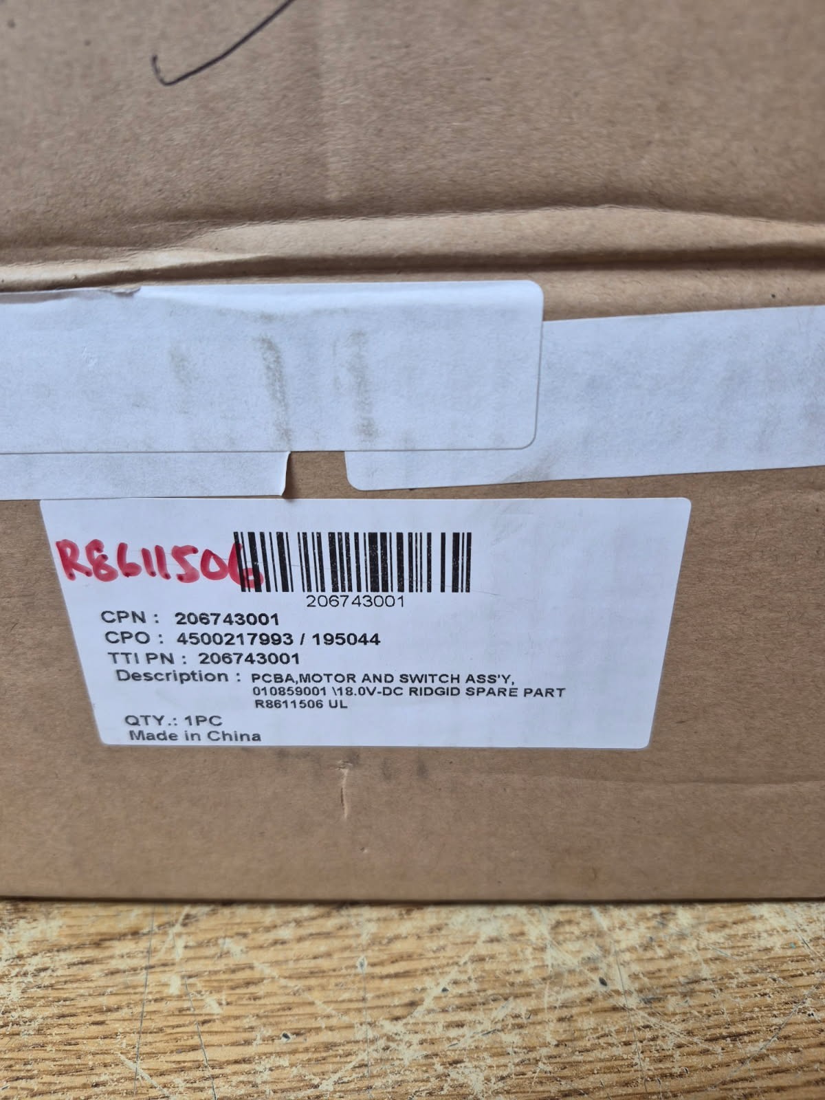 Ridgid Motor & Switch Assy. #206743001