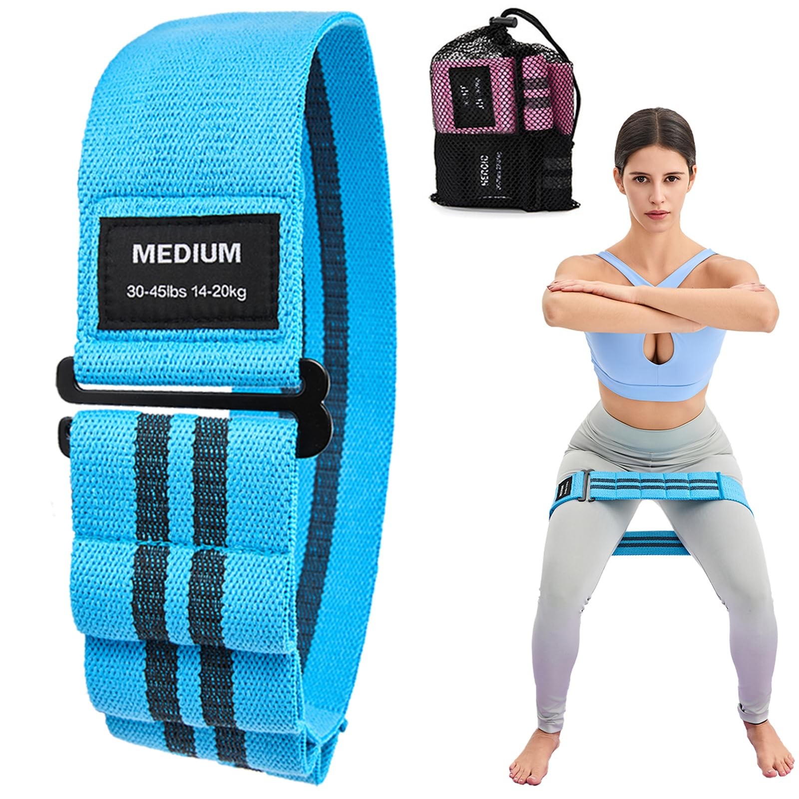 Adjustable Fabric Resistance Bands for Squats, Glutes & Legs – 5 Levels of Cu...