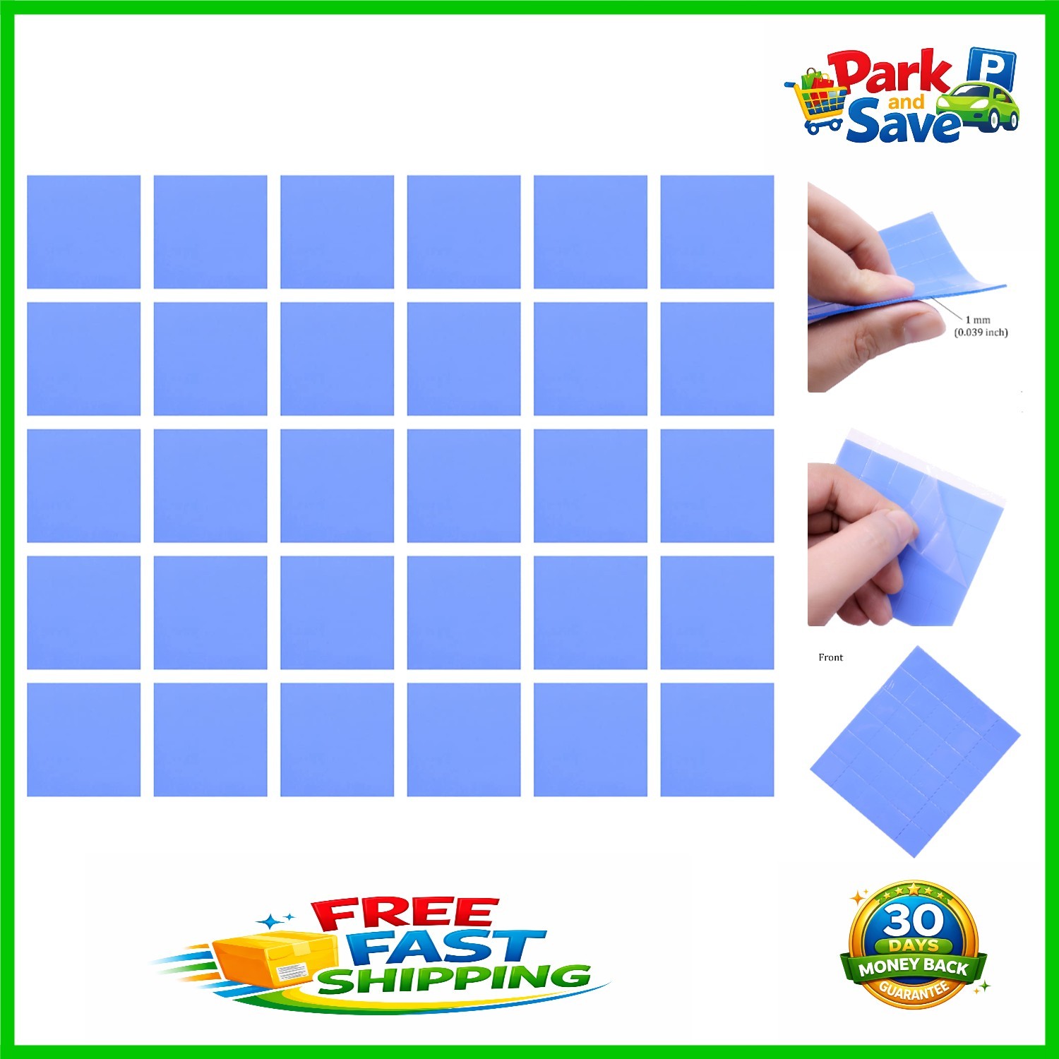 Blue Soft Silicone Thermal Conductive Pads 20x20x1mm - Pack of 30 for IC Chipset