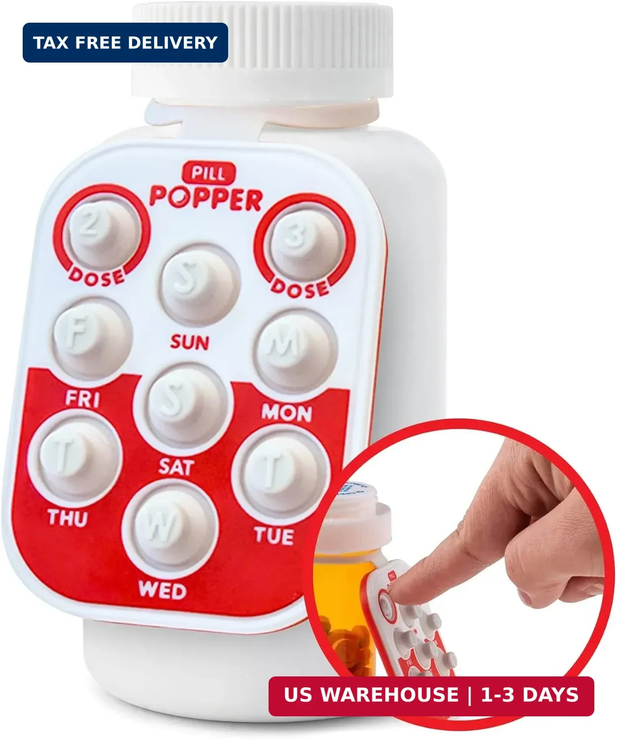 Pill Popper Medication Tracker, Daily Pill Reminder, Small and Portable Memory A