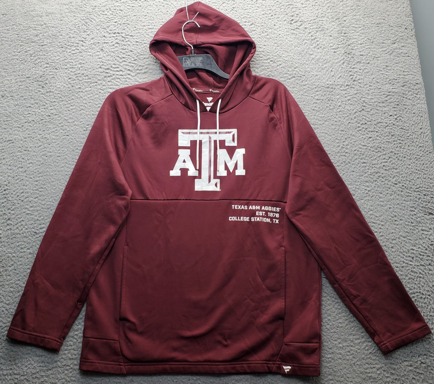 NCAA Texas A&M Aggies University Fanatics Football Hoodie Mens Large Burgundy