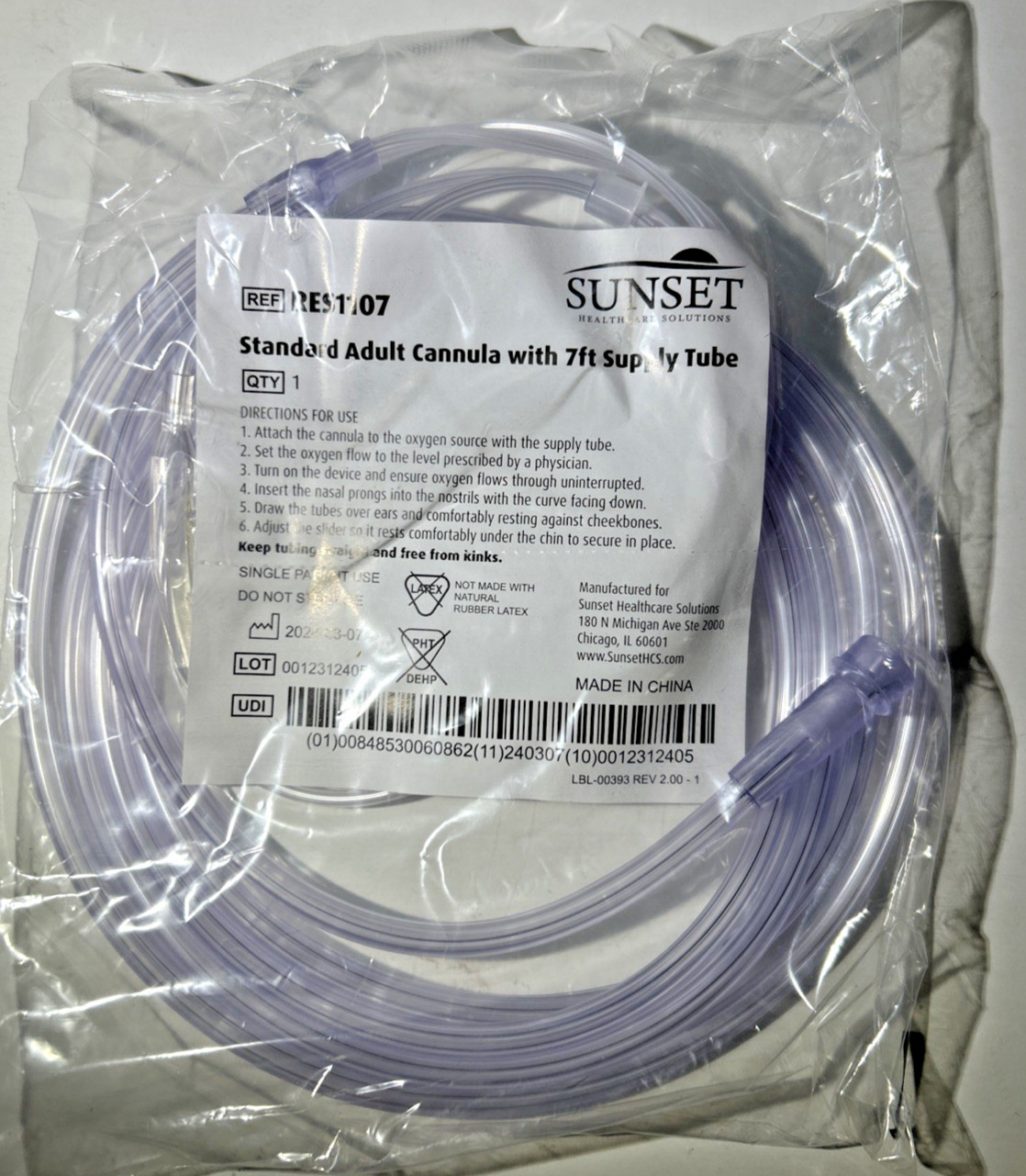 Soft Adult Cannula with 7 Ft Supply Tube, Pack of 4, NEW & Sealed, RES1107