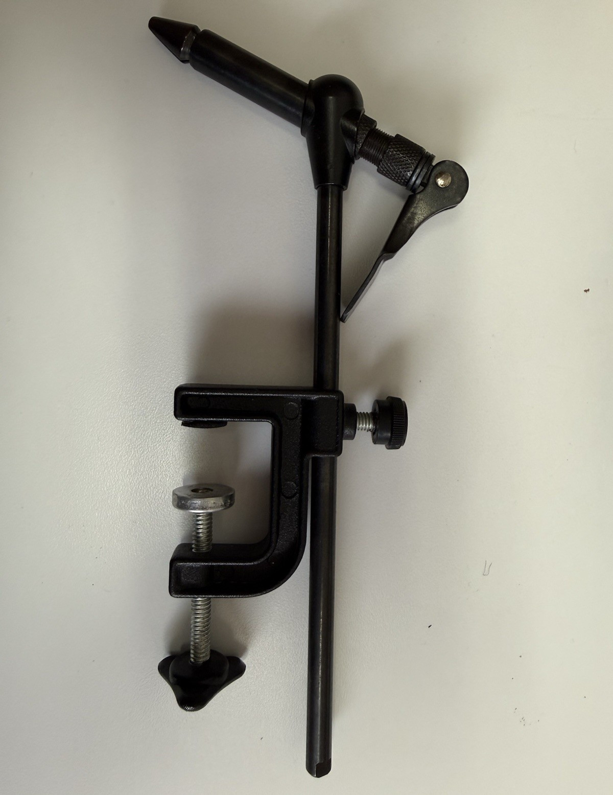 Clamp-On Fly Tying Vise, Black Metal, 8x3x2 in, 3/8 in Dia, 1 Pack