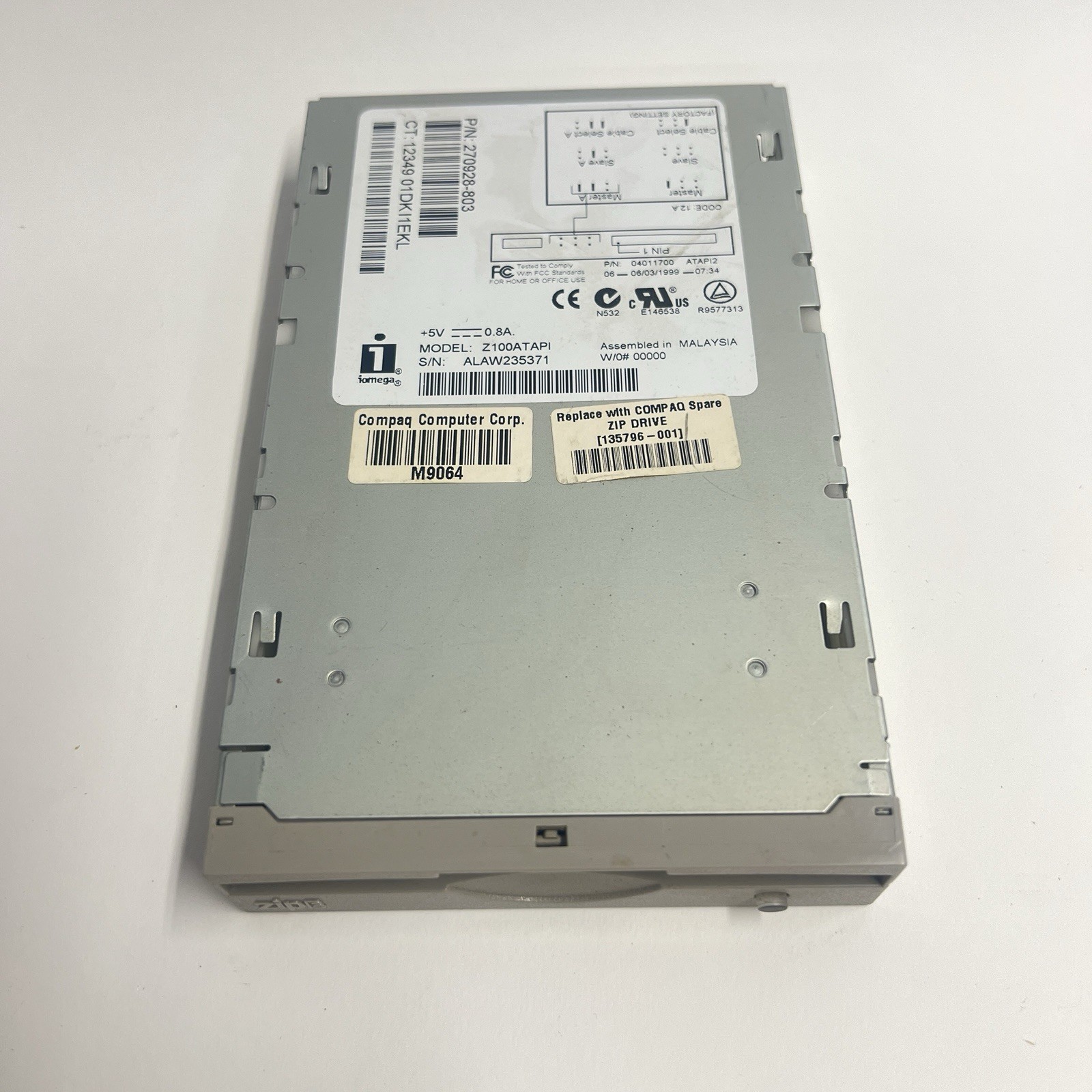 Iomega ZIP 100 ATAPI Internal IDE Drive Z100ATAPI Compaq Spare