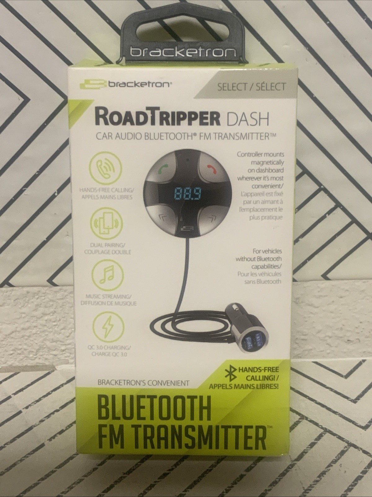 🛞 Bracketron RoadTripper DASH Car Audio Bluetooth FM Transmitter 🆕AS SHOWN