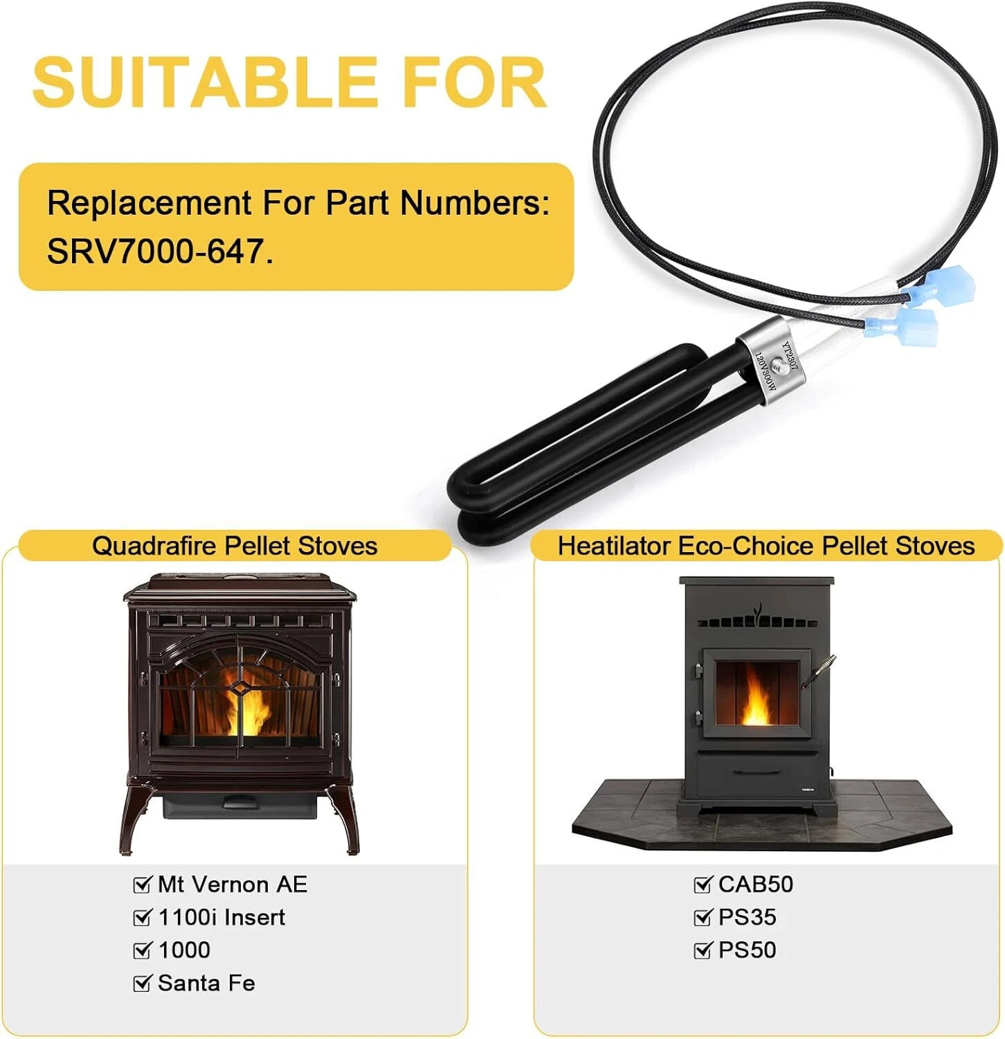 10PCS For Quadra-Fire Multi-Fuel Vernon AE 380W Loop Ignitor SRV7000-647